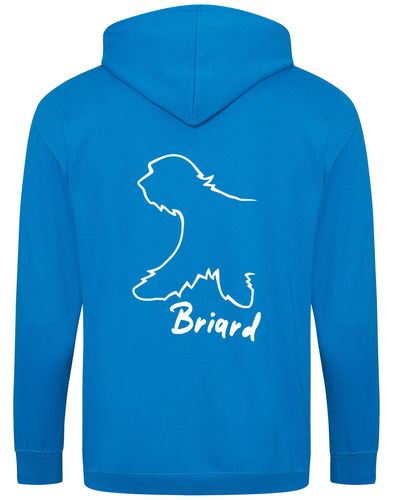 Unisex Briard Zipped Hoodie Sapphire Blue (White)