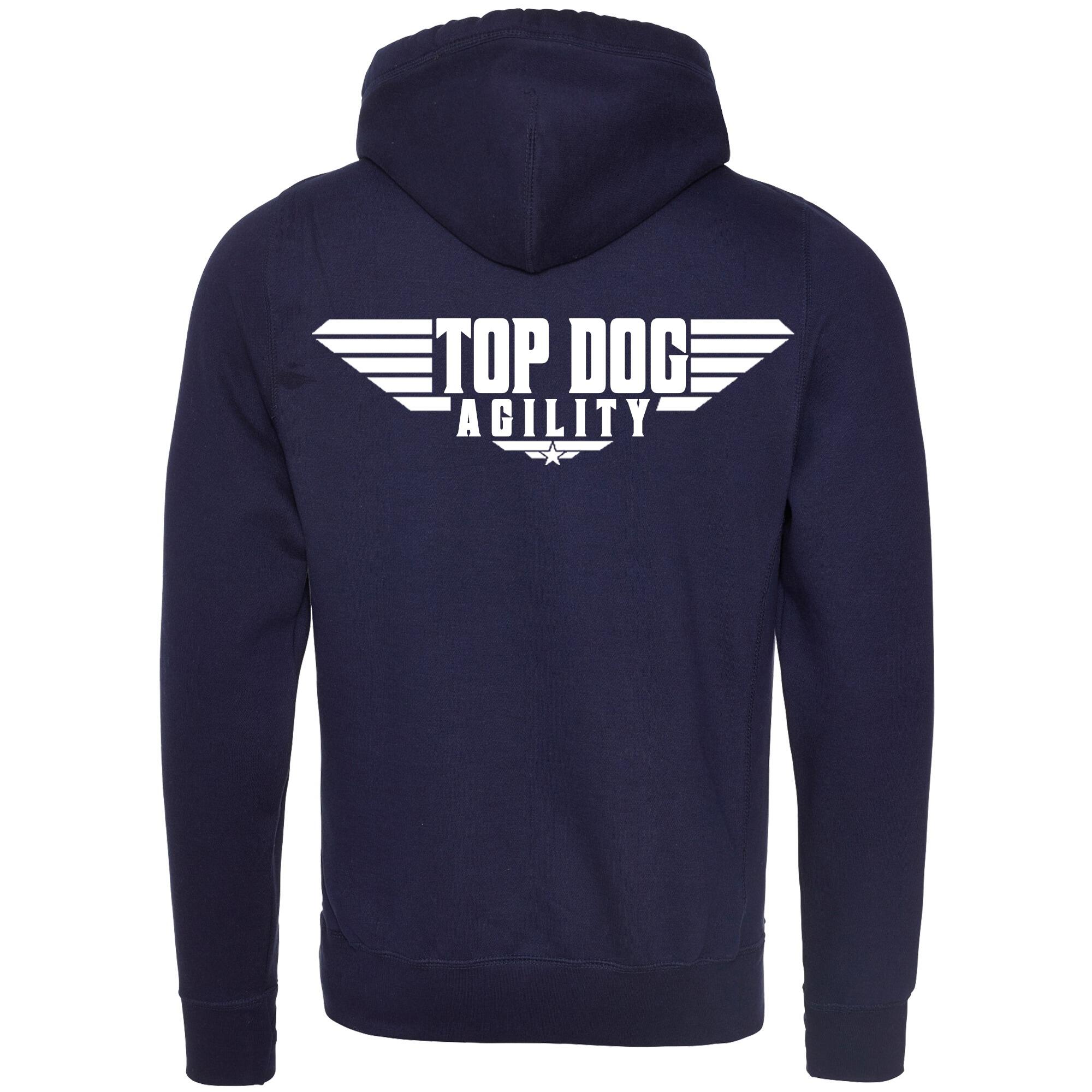 Oxford Navy Cross Neck Hoodies with "Top Dog Agility" White Print - Agility Lifestyle Collection