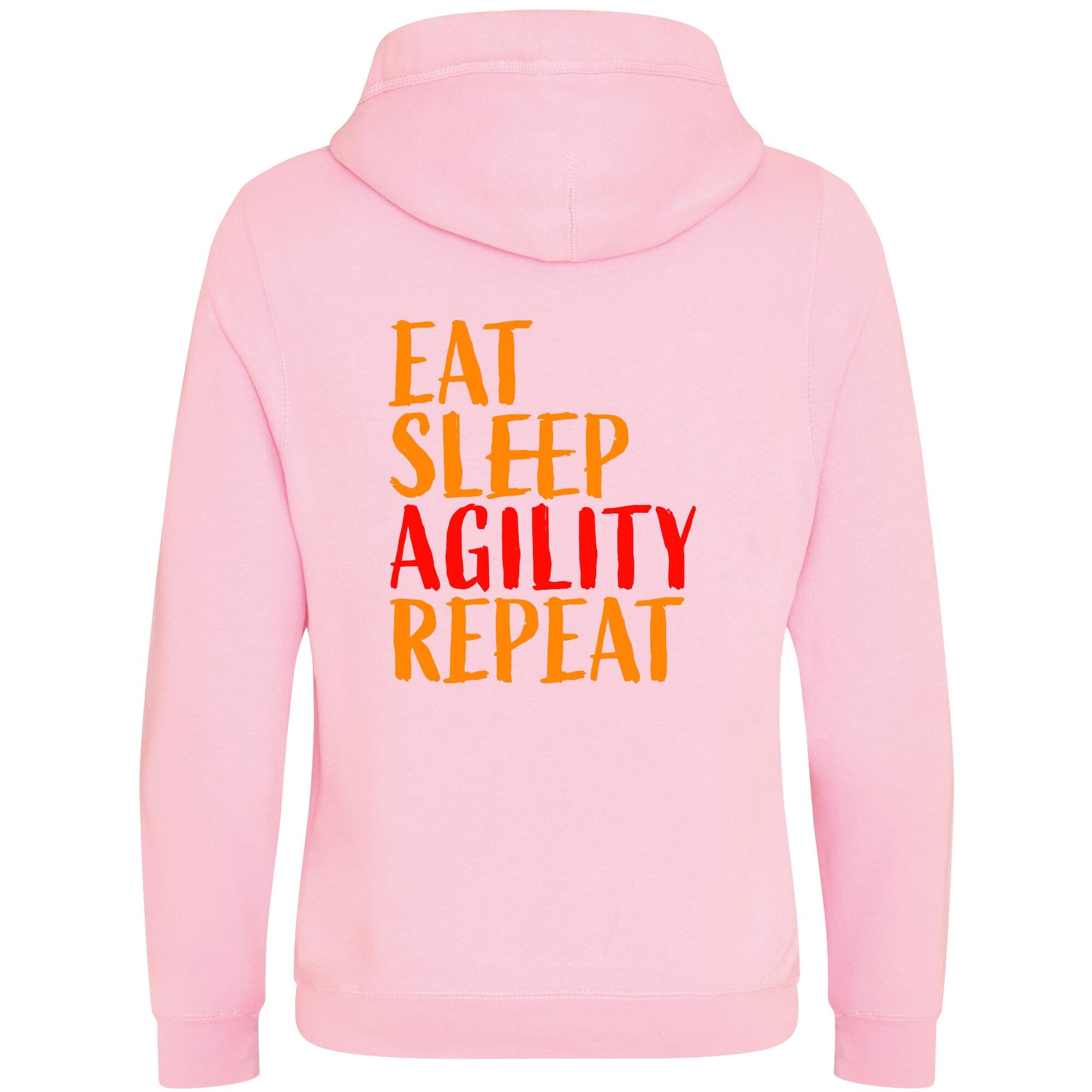 Baby Pink Cross Neck Hoodies with "Eat Sleep Agility Repeat" Orange Print - Agility Lifestyle Collection