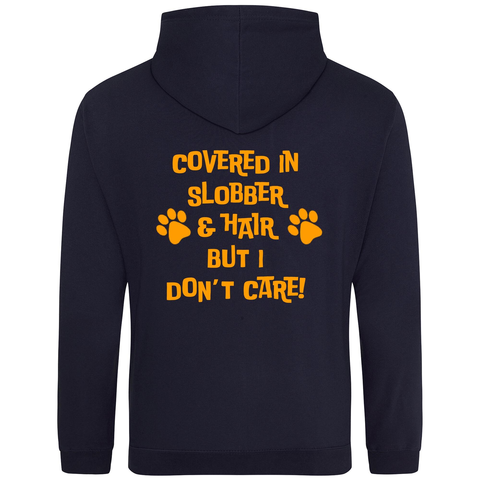 French Navy Pullover Hoodies with "Covered in Slobber" Orange Print - Agility Lifestyle Collection