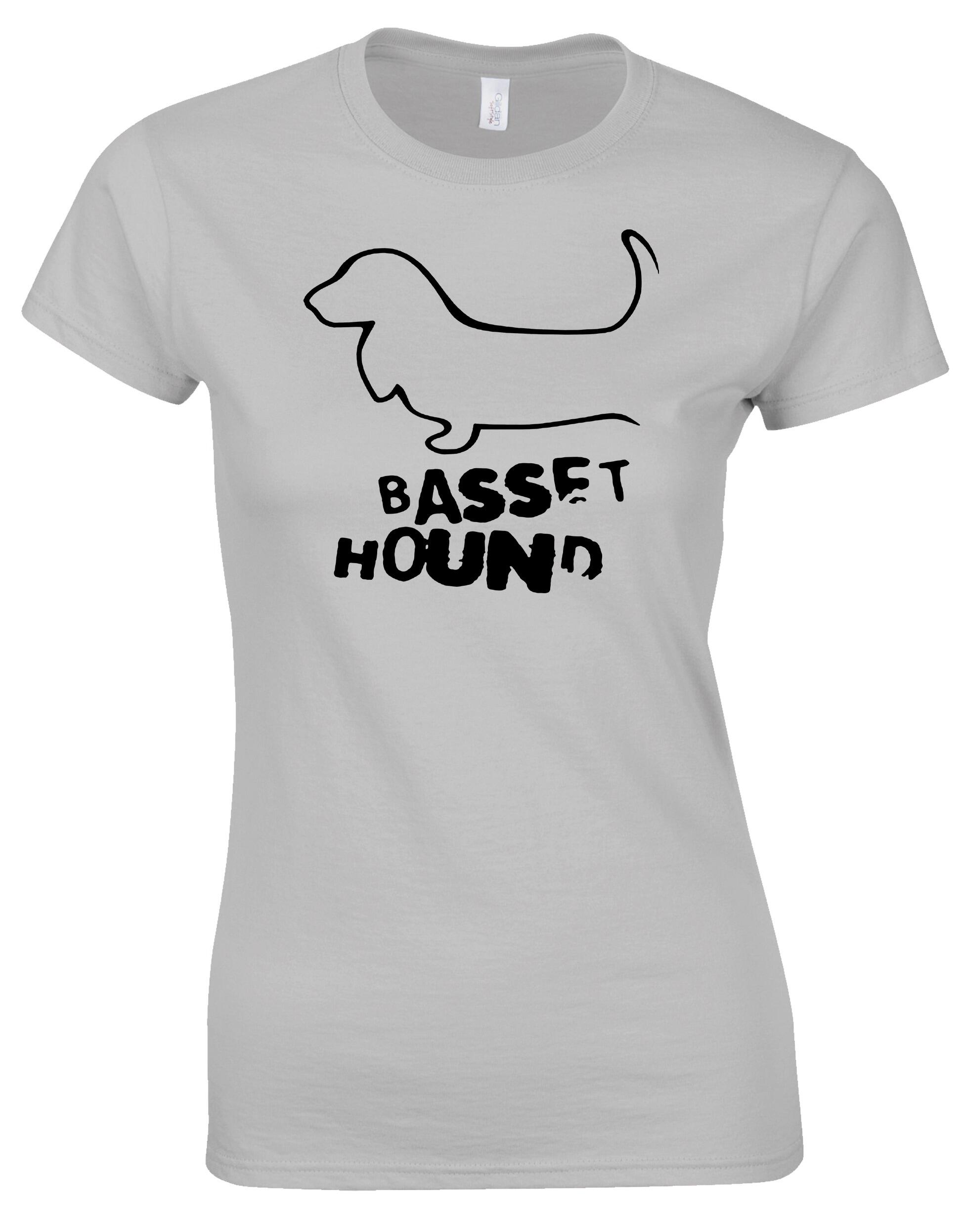 Female Roundneck T-shirt with Basset Hound Dog Breed Design – Style for Every Dog Lover