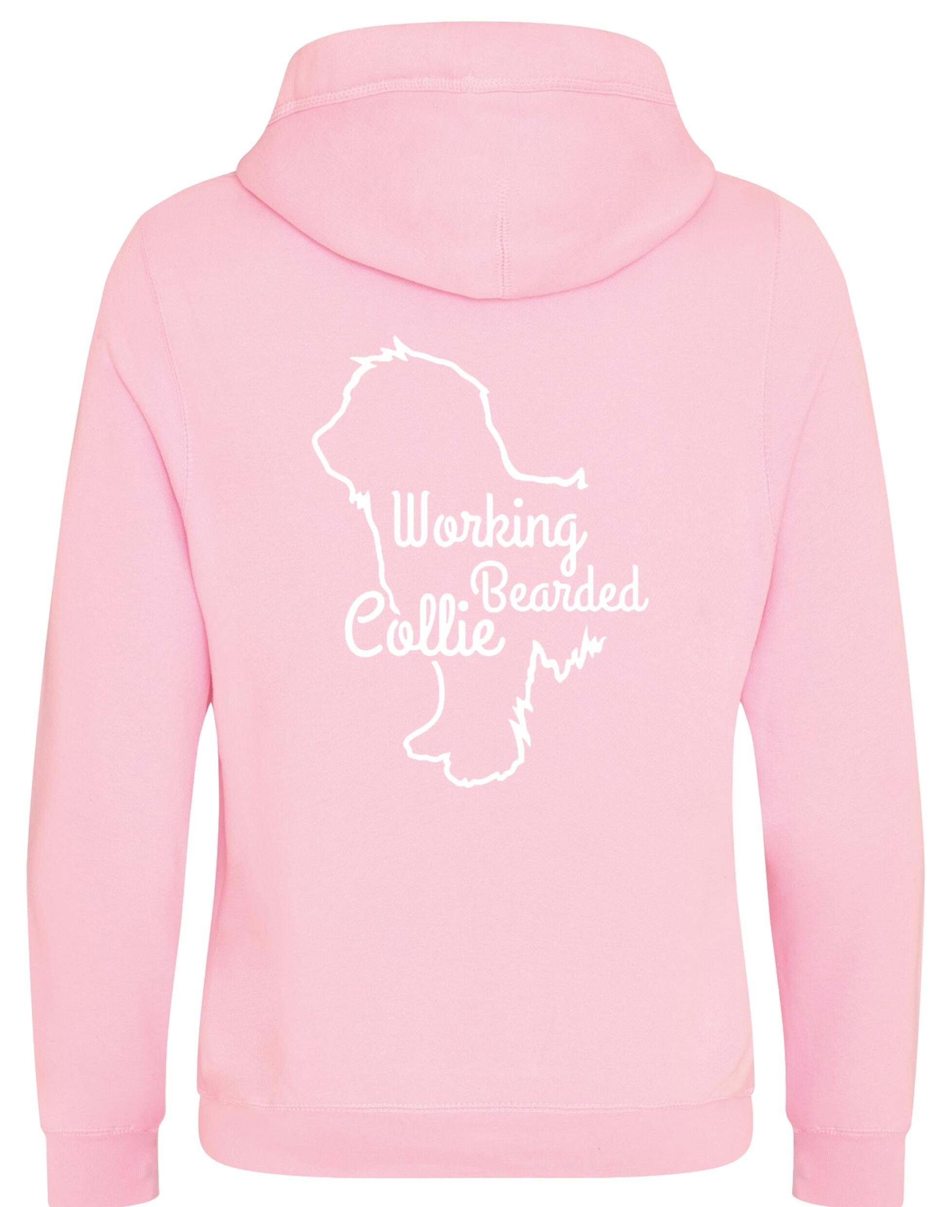 Unisex Crossneck Pullover Hoodie with Working Bearded Collie Dog Breed Design