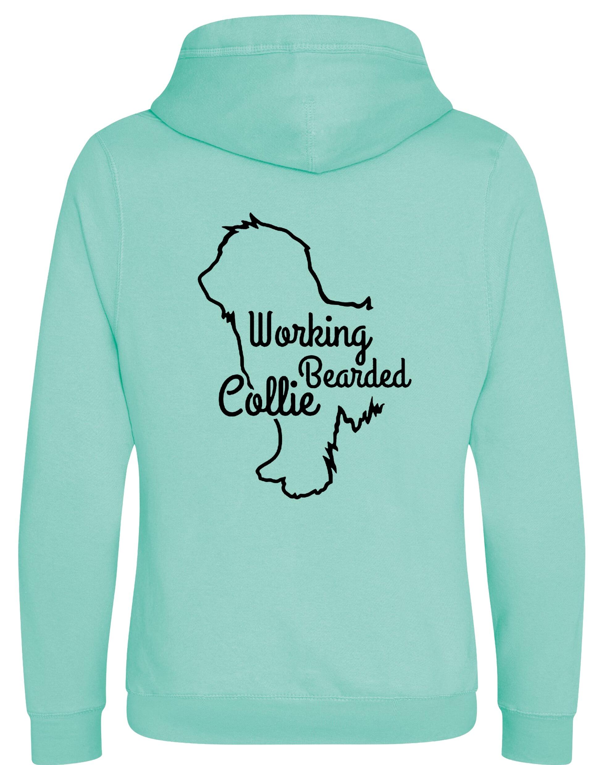 Unisex Crossneck Pullover Hoodie with Working Bearded Collie Dog Breed Design