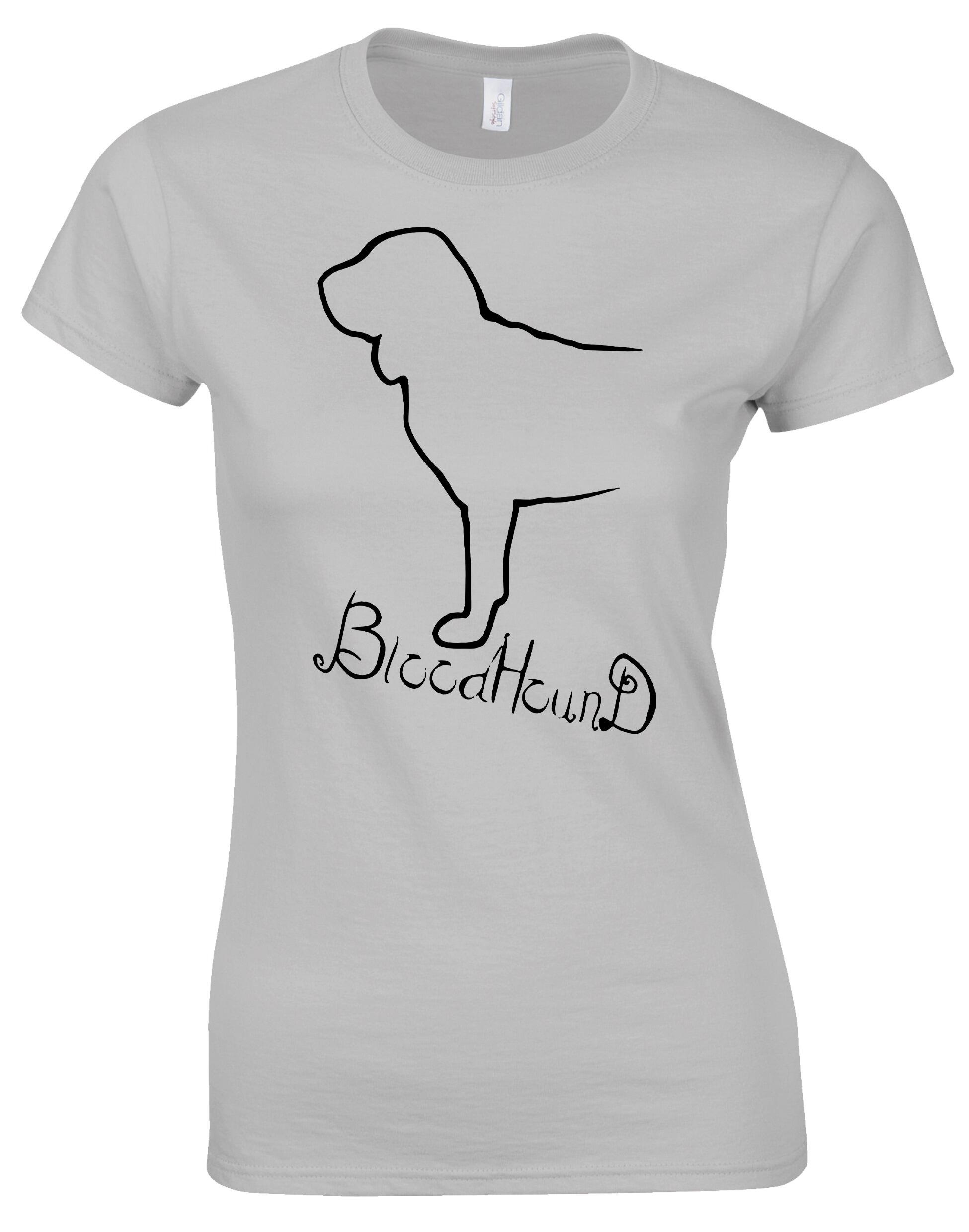 Female Roundneck T-shirt with Bloodhound Dog Breed Design – Style for Every Dog Lover