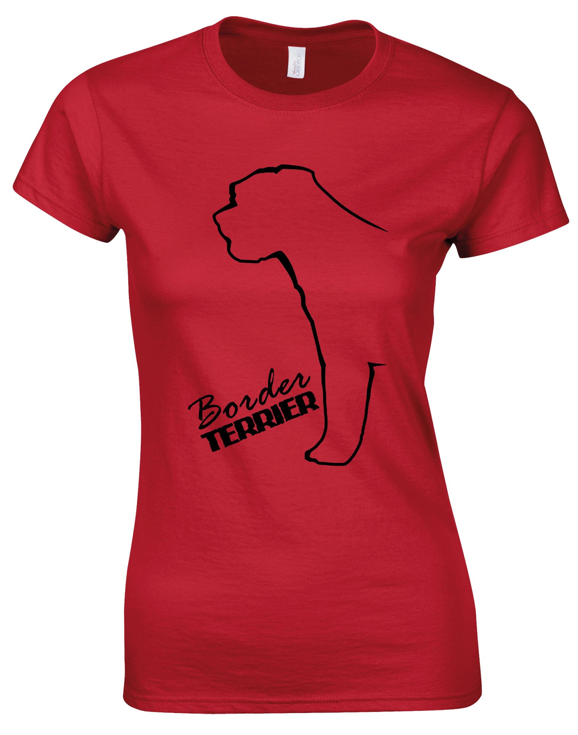 Female Roundneck T-shirt with Border Terrier Dog Breed Design – Style for Every Dog Lover