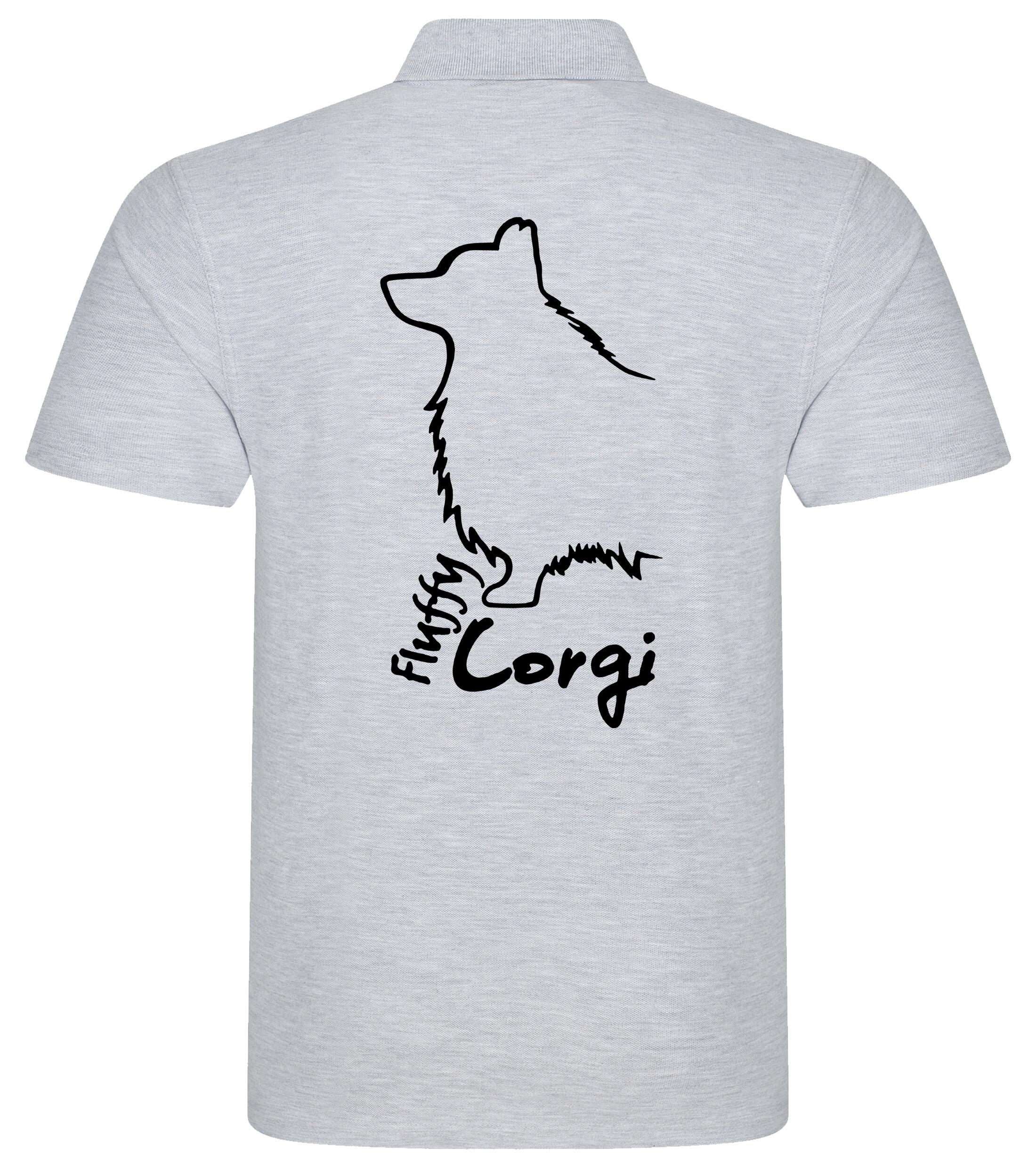 Unisex Cotton Polo with Corgi Fluffy Dog Breed Design – Timeless Style for Corgi Lovers