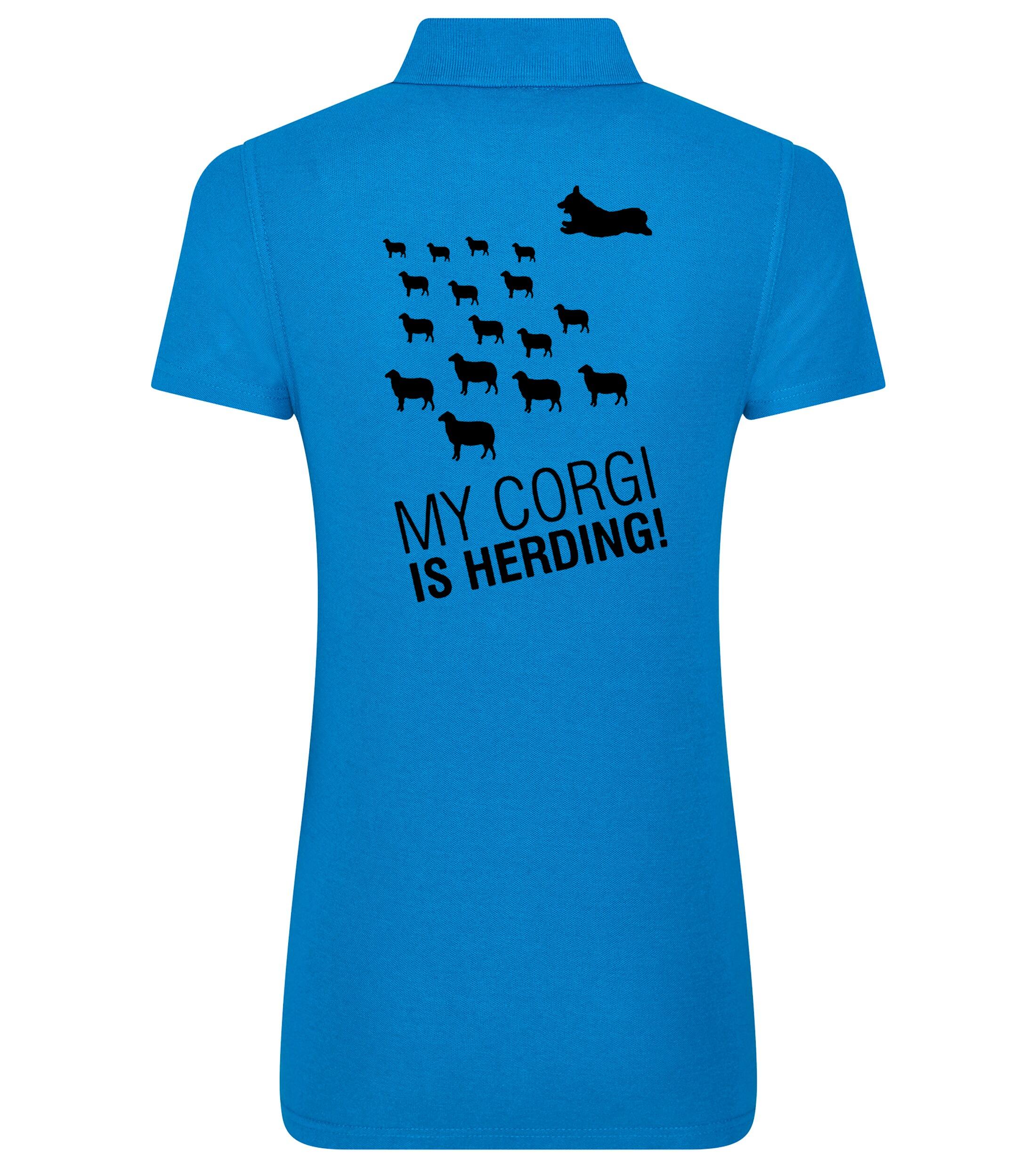 Women’s Cotton Polo with Corgi Herding Dog Breed Design – Elegance for Corgi Herding Enthusiasts