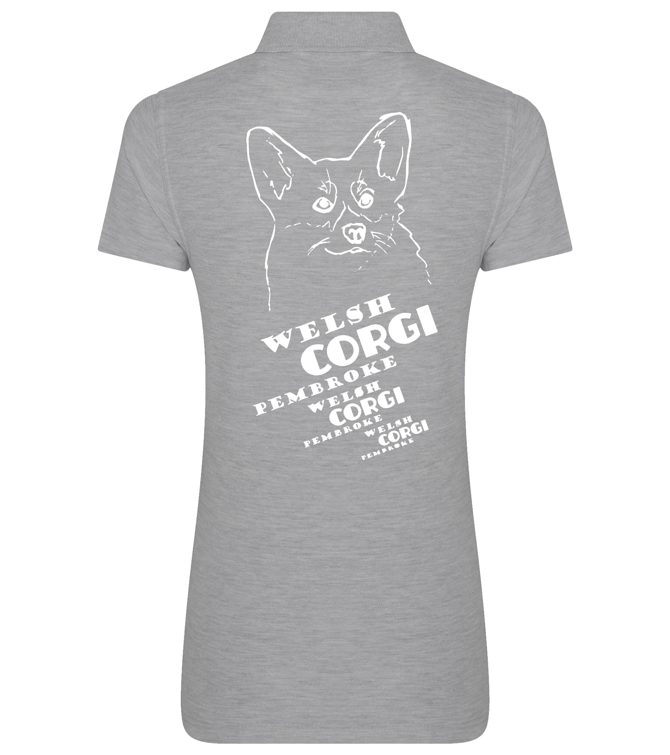 Women’s Cotton Polo with Corgi Pembroke (Face) Dog Breed Design – Stylish Comfort for Corgi Lovers