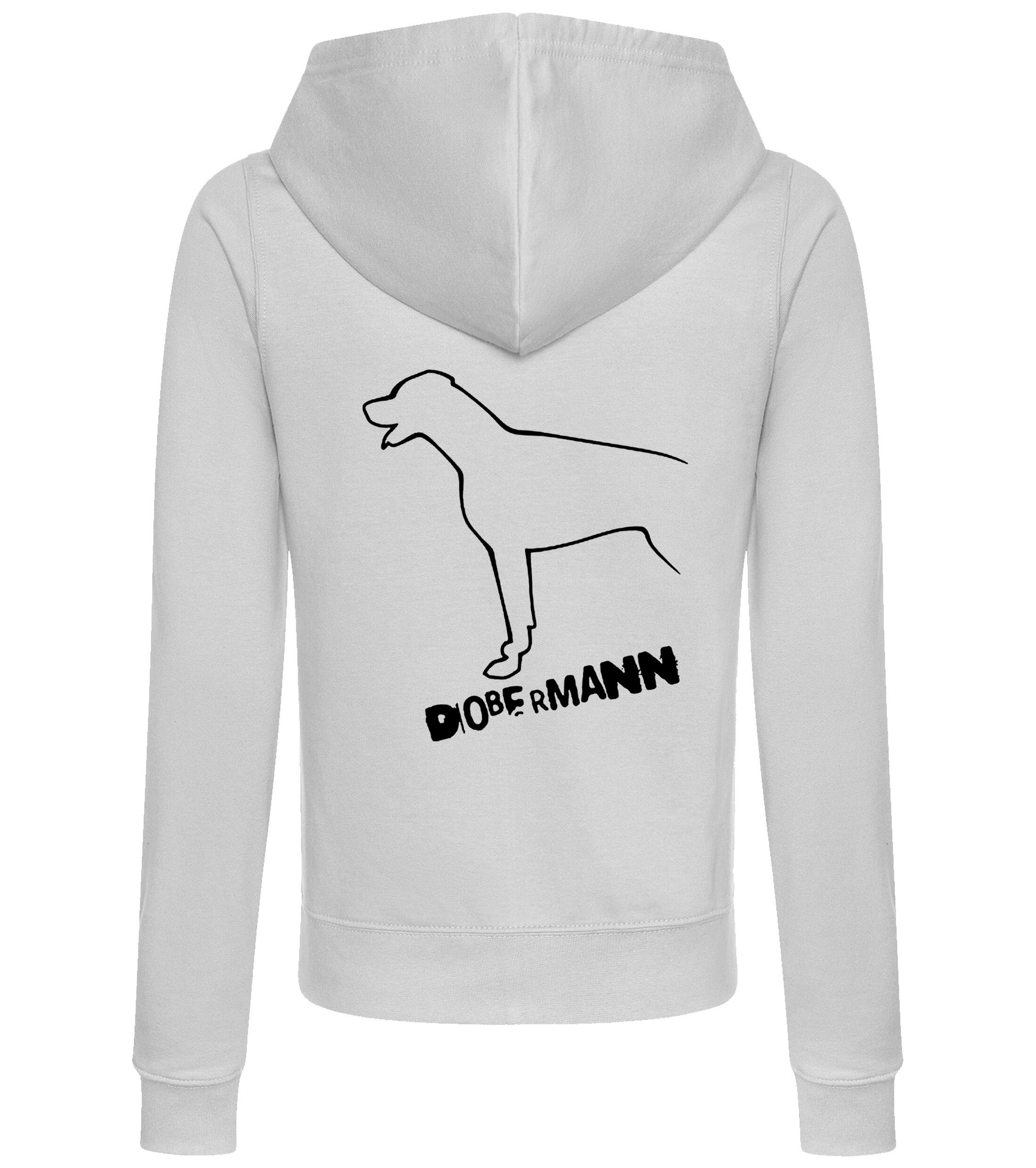 Dobermann (Outline) Women’s Zipped Hoodie – Stylish & Cozy for Dobermann Enthusiasts