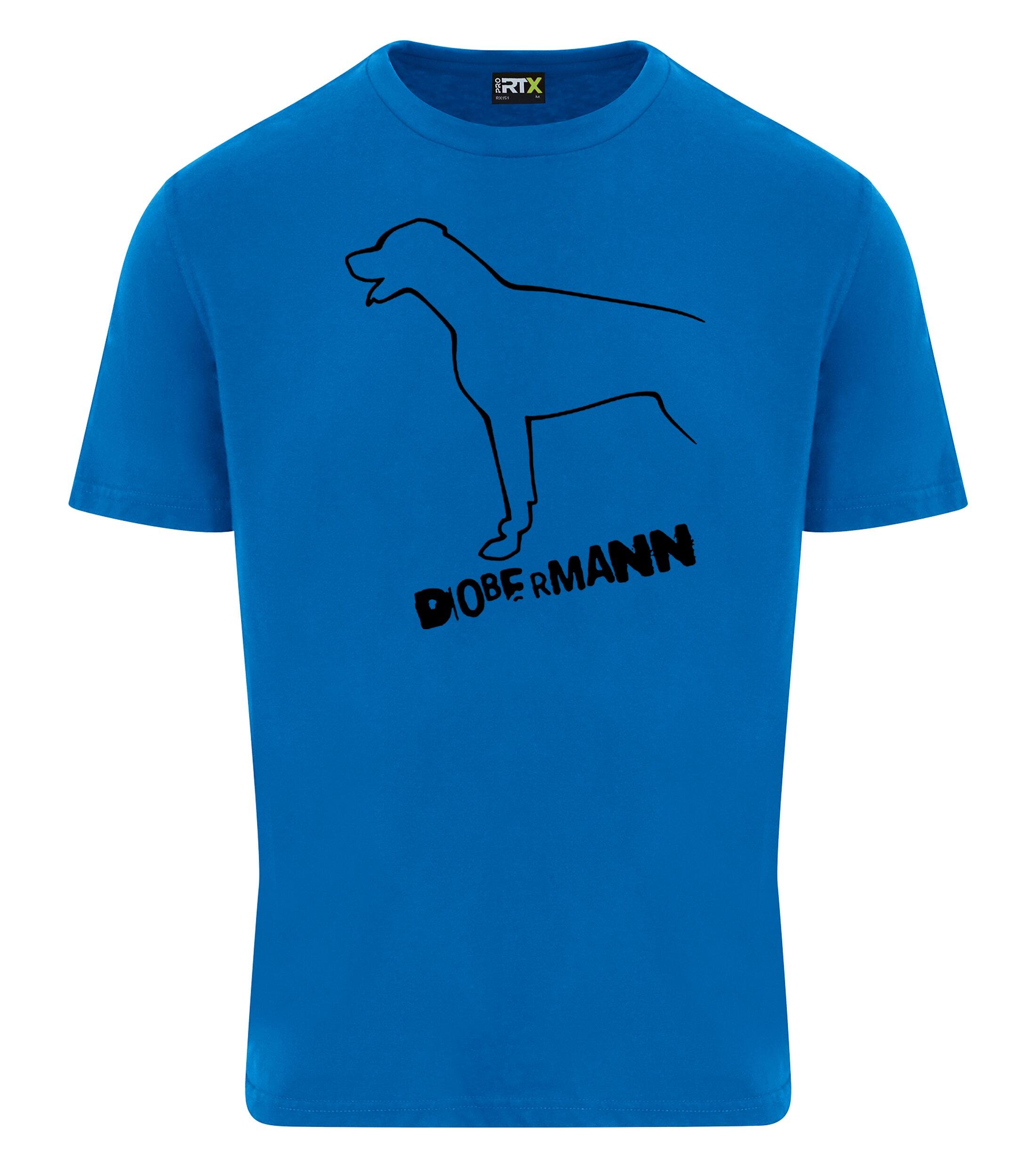 Dobermann (Outline) Unisex Roundneck T-Shirt – Timeless Style for Dobermann Enthusiasts