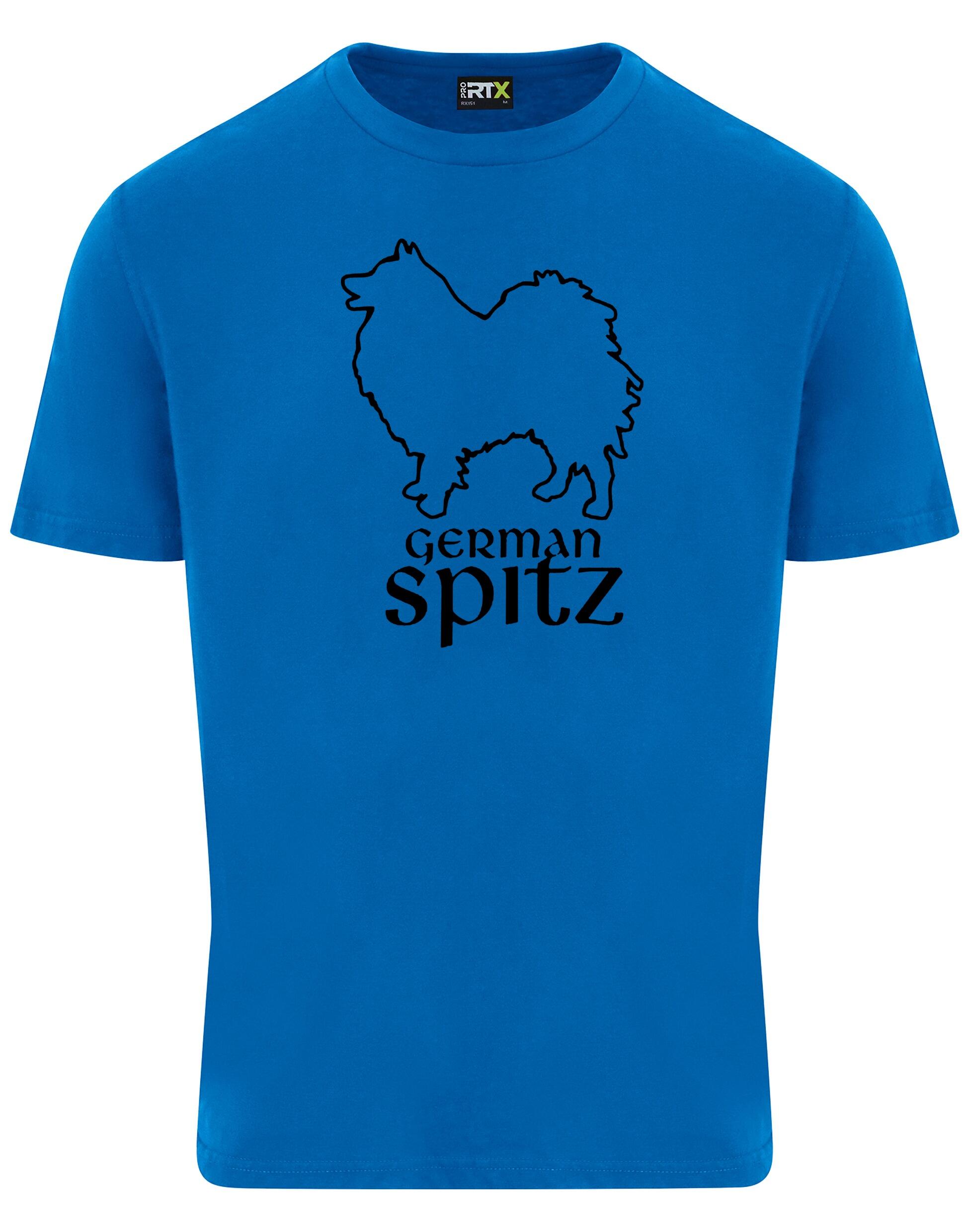 German Spitz Unisex Roundneck T-shirt featuring a vibrant dog breed design, crafted from breathable cotton with a relaxed unisex fit, perfect for dog lovers and German Spitz enthusiasts.