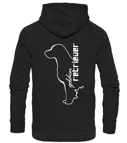 Pullover hoodie featuring an exclusive Golden Retriever design and paw prints, crafted from heavy-blend fabric with a cozy fleece interior, perfect for dog lovers and outdoor comfort.