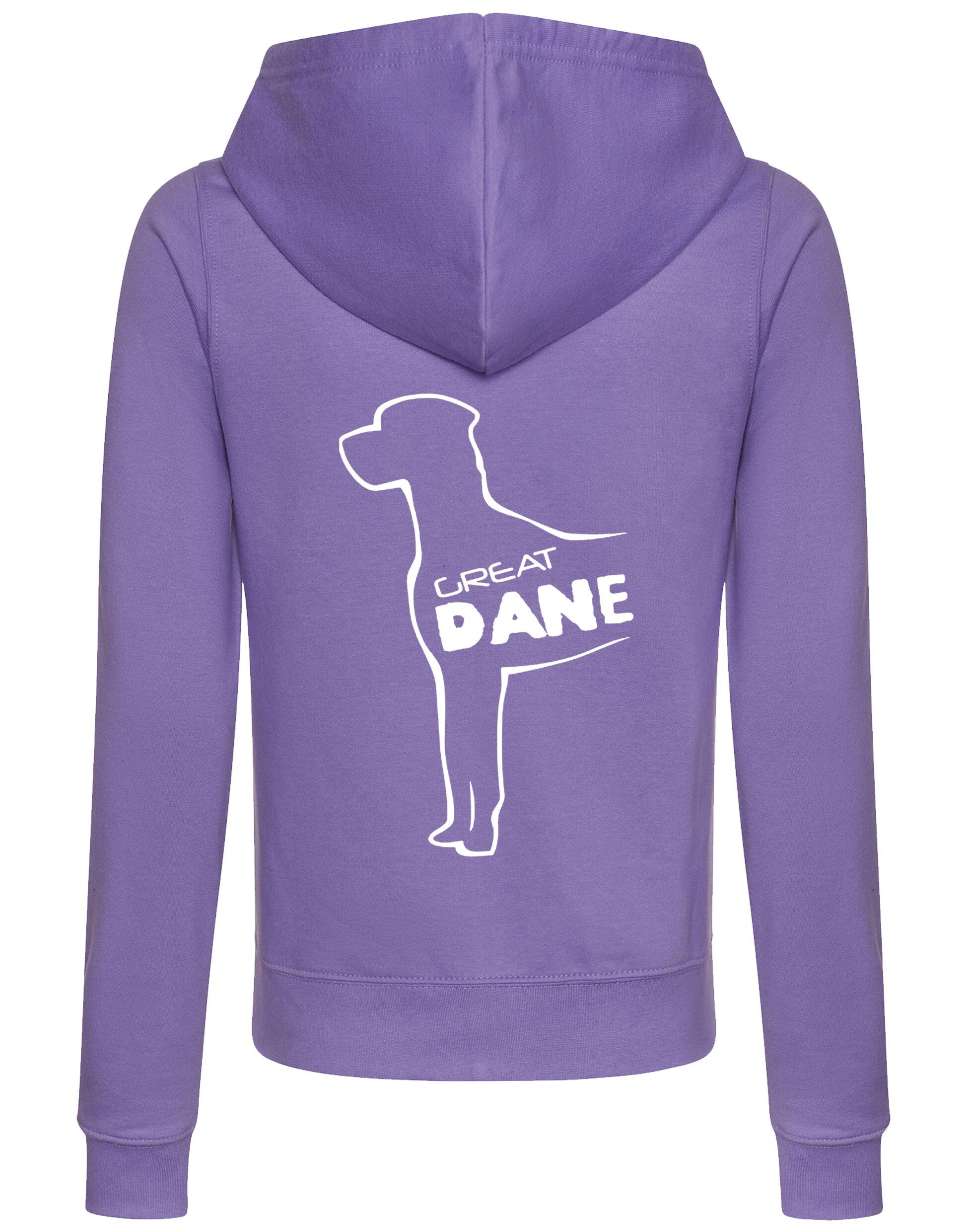 Women’s zipped hoodie featuring exclusive Great Dane artwork, crafted from soft, breathable fabric with a full-zip closure, cozy hood, and functional pockets.