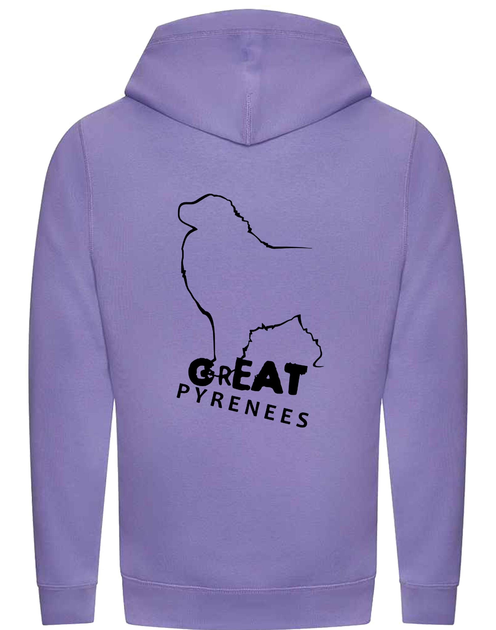 Unisex Crossneck Pullover Hoodie featuring a detailed Great Pyrenees design, brushed fleece interior, and kangaroo pocket for comfort and style.