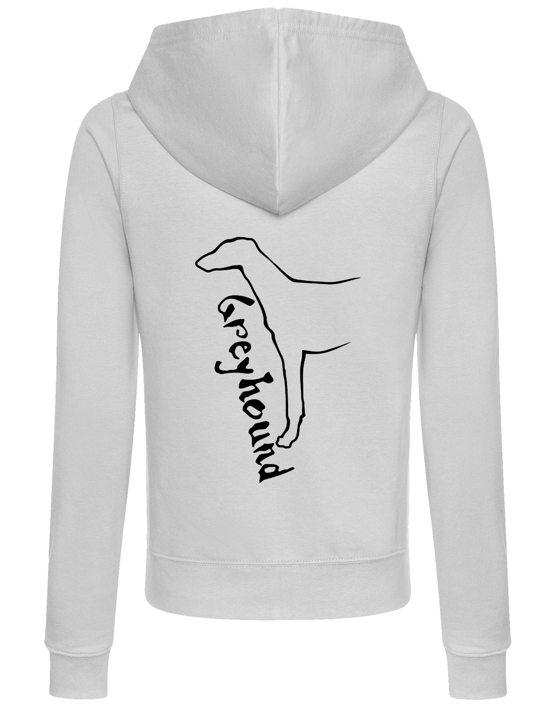 Greyhound Women’s Zipped Hoodie with exclusive breed design, breathable fabric, full-zip closure, and cozy hood, ideal for showcasing breed pride and staying comfortable.