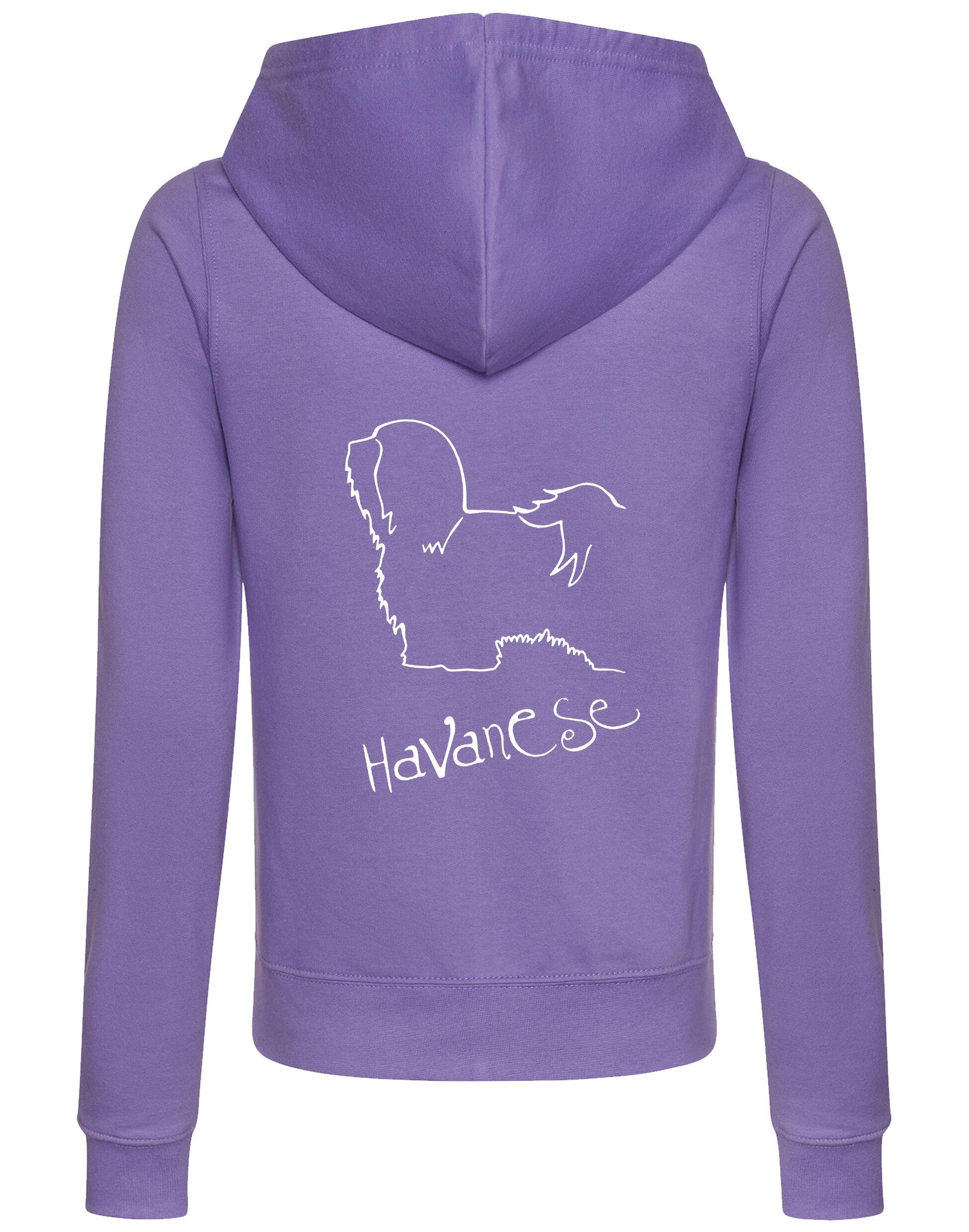 Havanese Women’s Zipped Hoodie – Stylish and cozy zipped hoodie featuring exclusive Havanese artwork, perfect for breed enthusiasts.