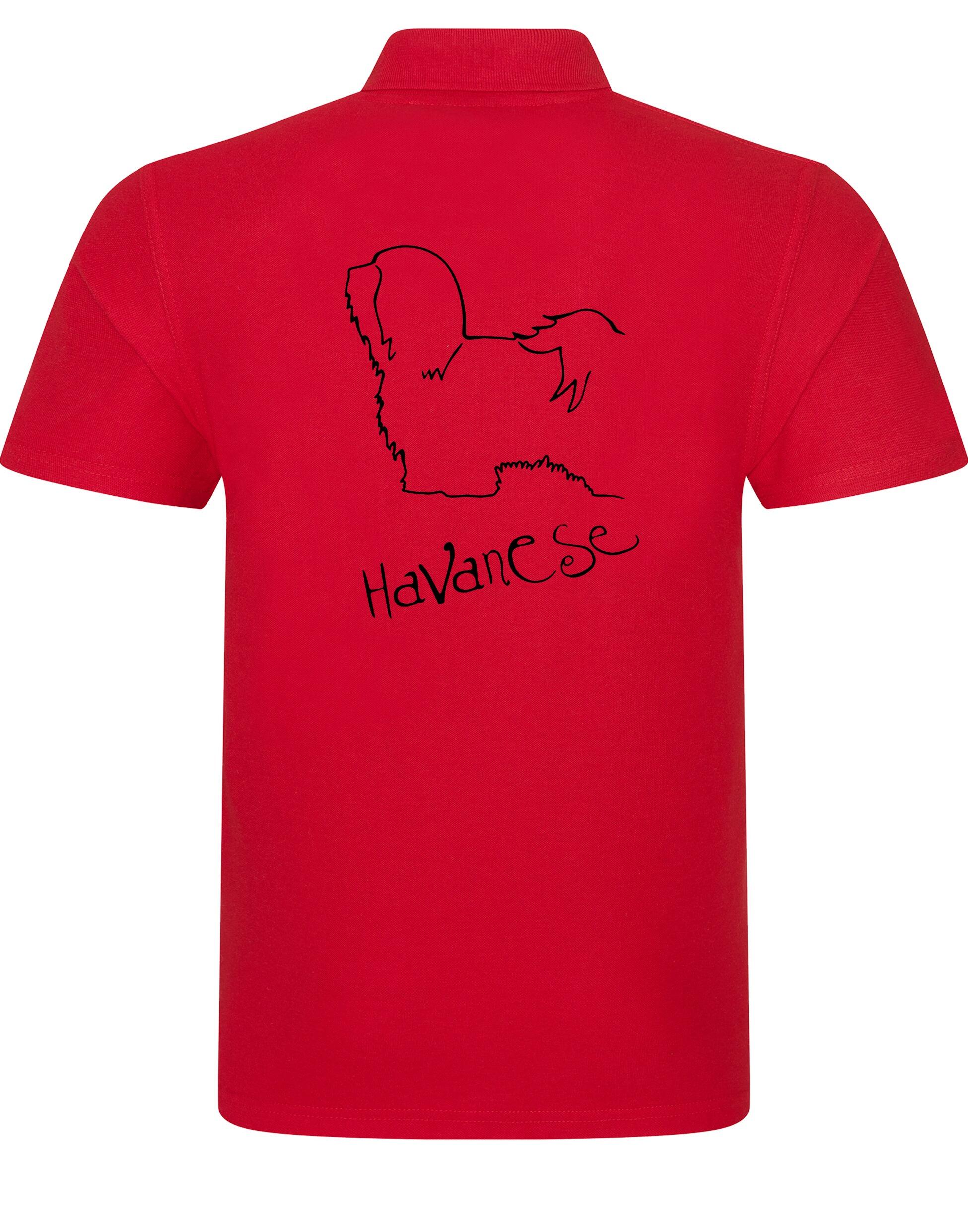 Unisex cotton polo featuring a detailed Havanese graphic – comfortable and stylish apparel for Havanese lovers.