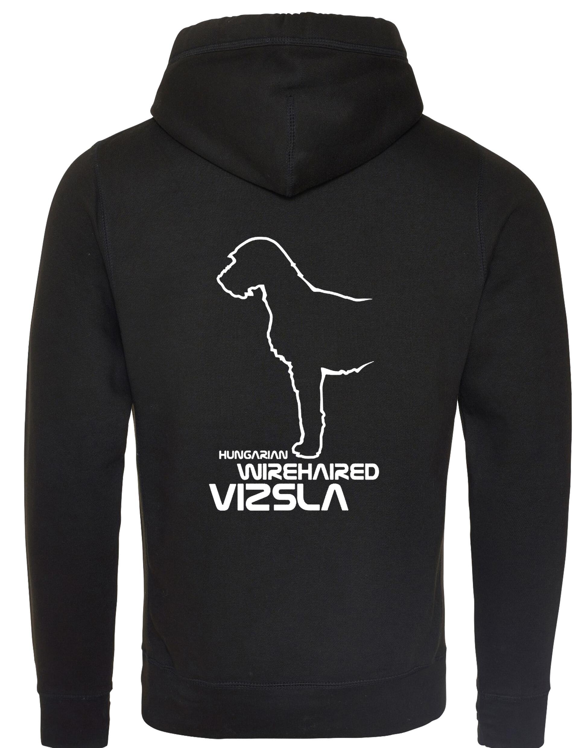 Hungarian Wirehaired Vizsla Crossneck Pullover Hoodie with exclusive breed graphic, modern design, and cozy brushed fleece fabric.