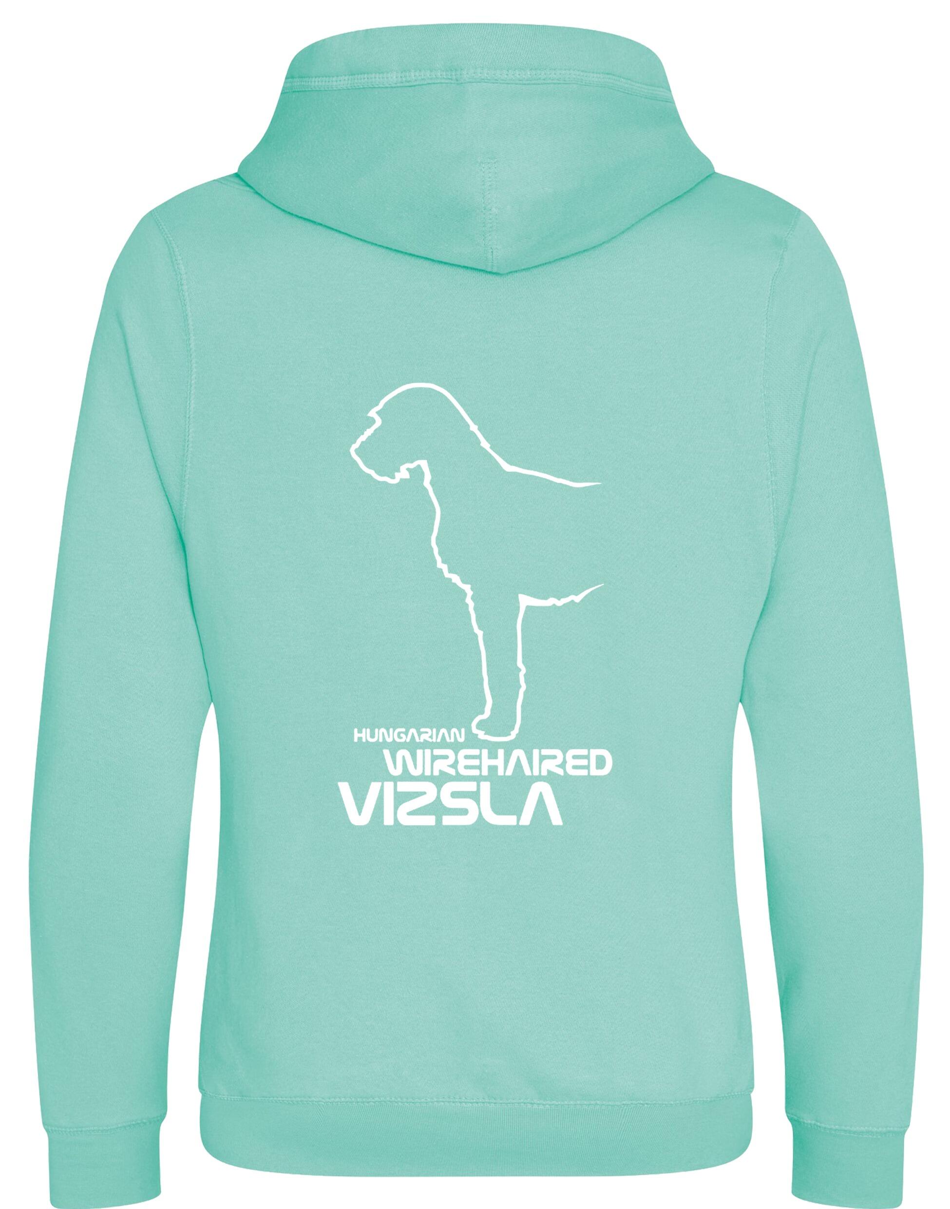 Hungarian Wirehaired Vizsla Crossneck Pullover Hoodie with exclusive breed graphic, modern design, and cozy brushed fleece fabric.