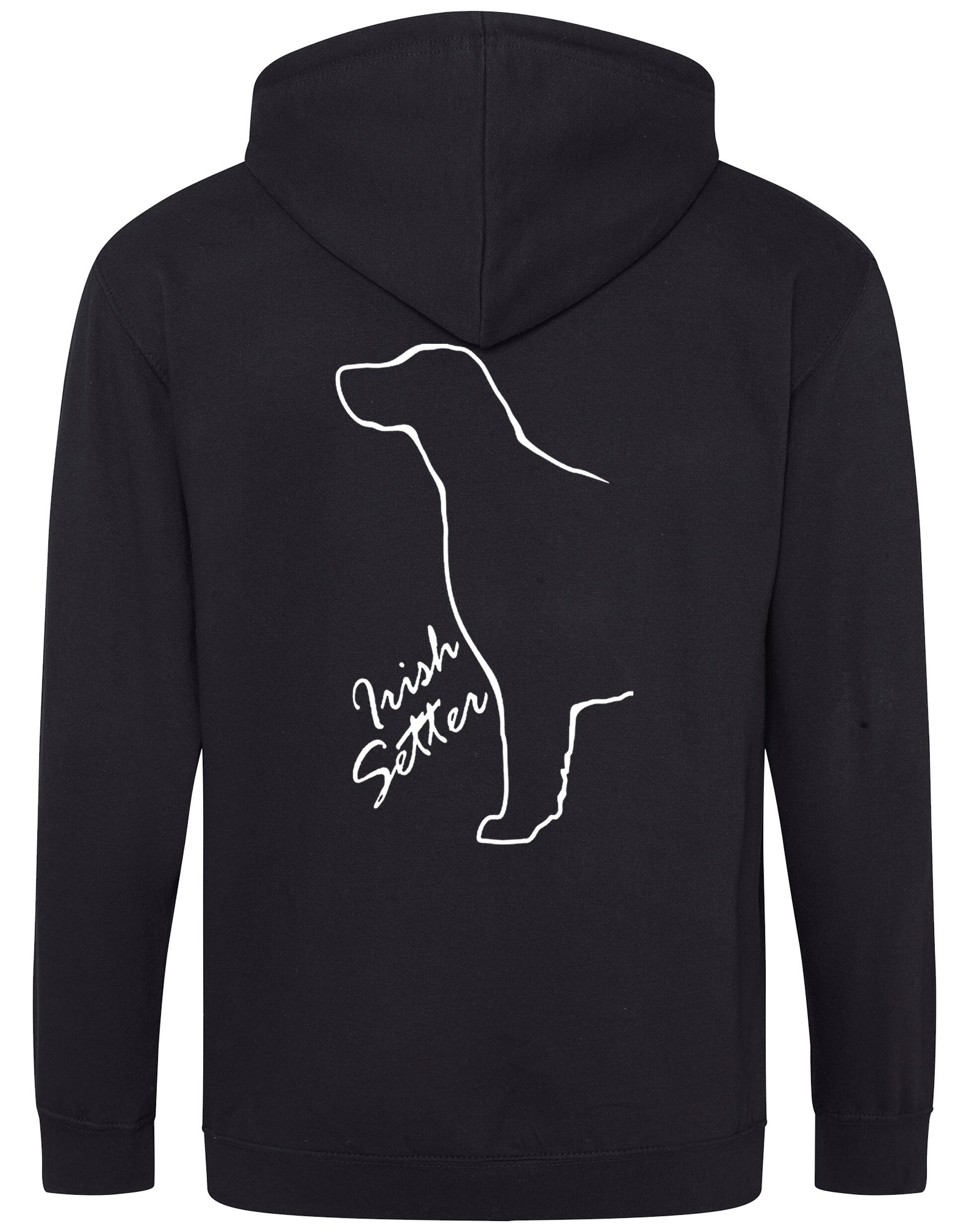 Irish Setter Zipped Hoodie featuring exclusive breed artwork, soft fleece interior, and customizable options for comfort and style.
