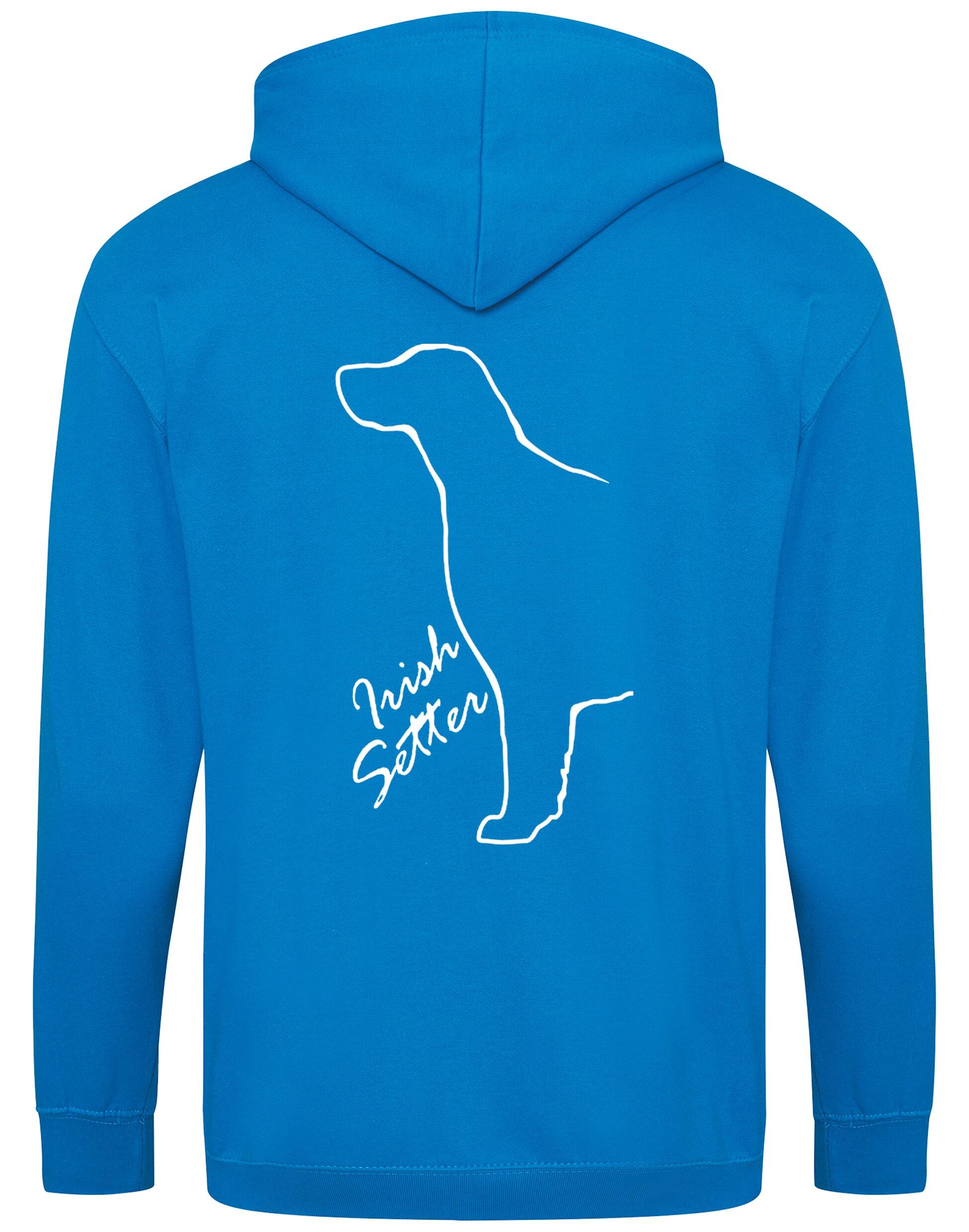 Irish Setter Zipped Hoodie featuring exclusive breed artwork, soft fleece interior, and customizable options for comfort and style.