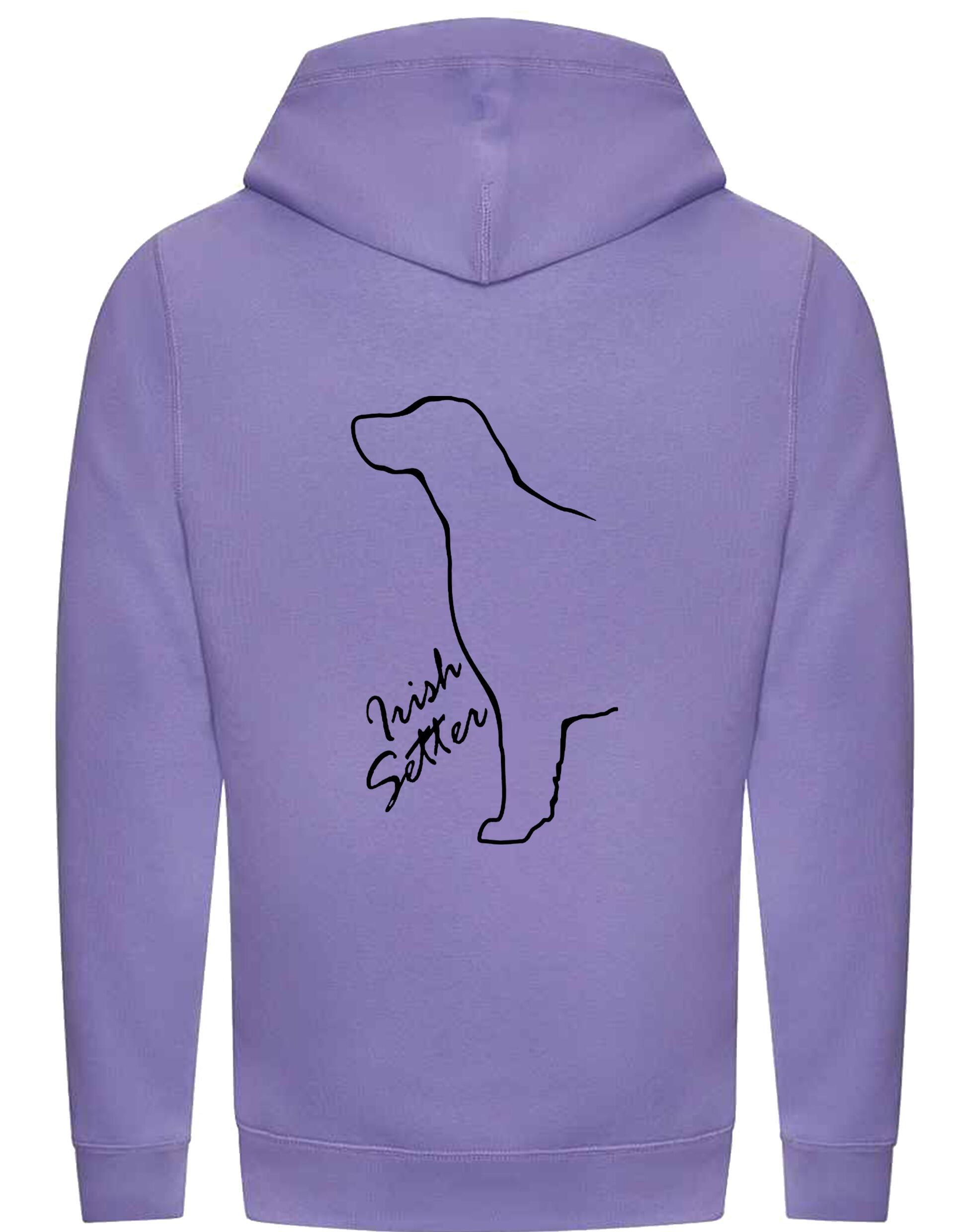 Irish Setter Crossneck Pullover Hoodie featuring detailed breed artwork, brushed fleece interior, and a modern crossneck design.