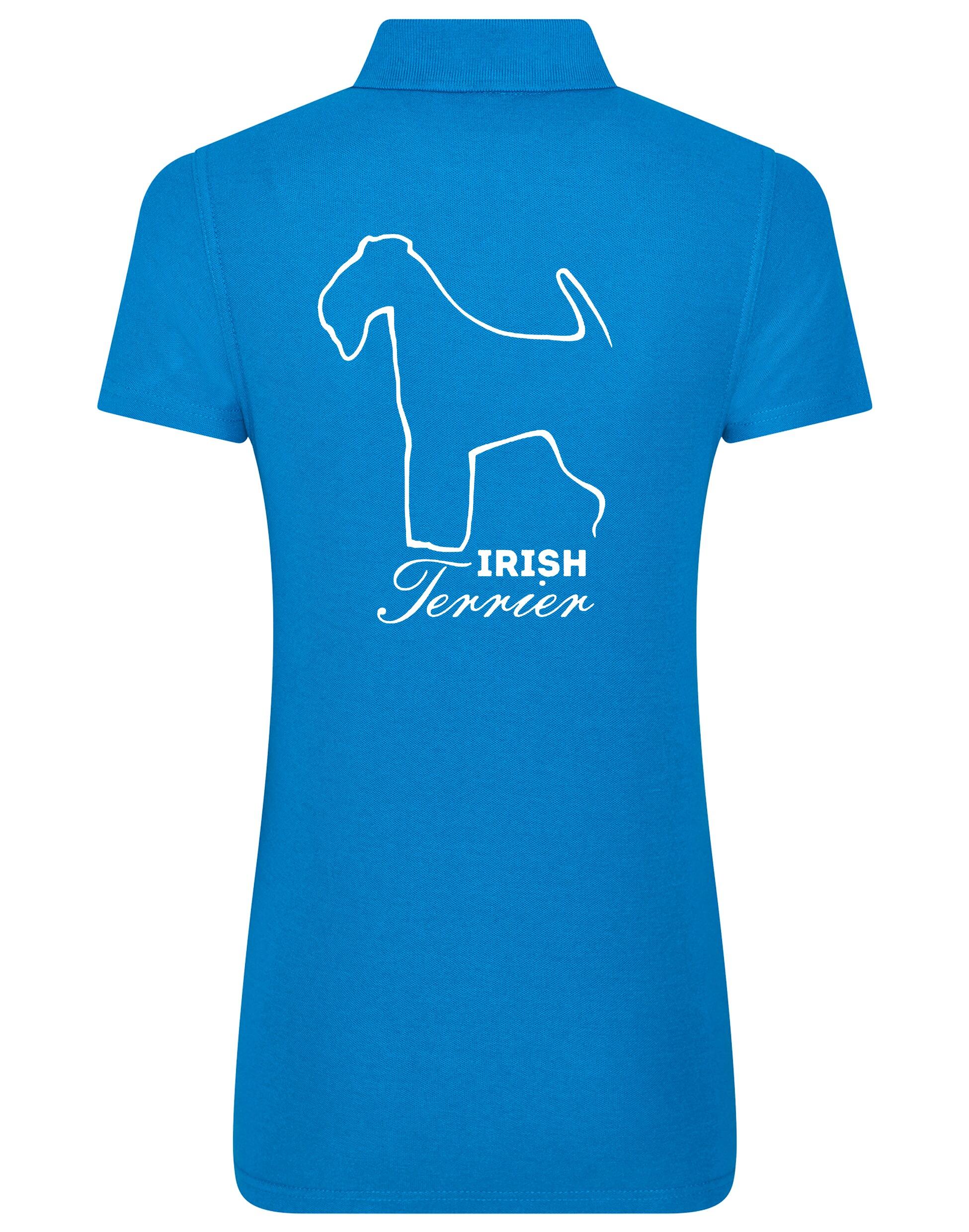 Women's Cotton Polo featuring exclusive Irish Terrier design, made from soft, breathable cotton for comfort and style.