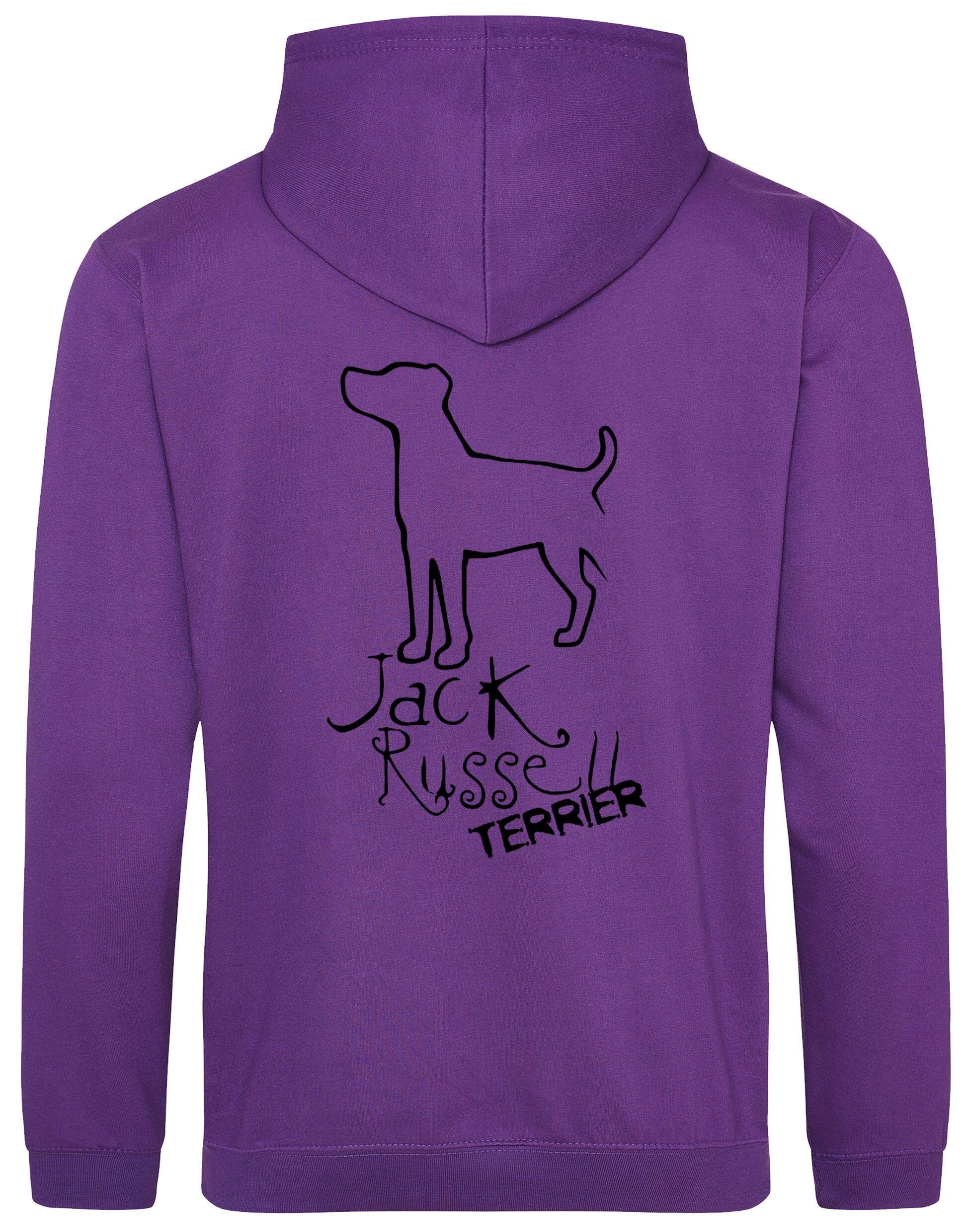Jack Russell Terrier Pullover Hoodie with exclusive breed artwork, paw prints, and personalization options, crafted from premium heavy-blend fabric for warmth and style.
