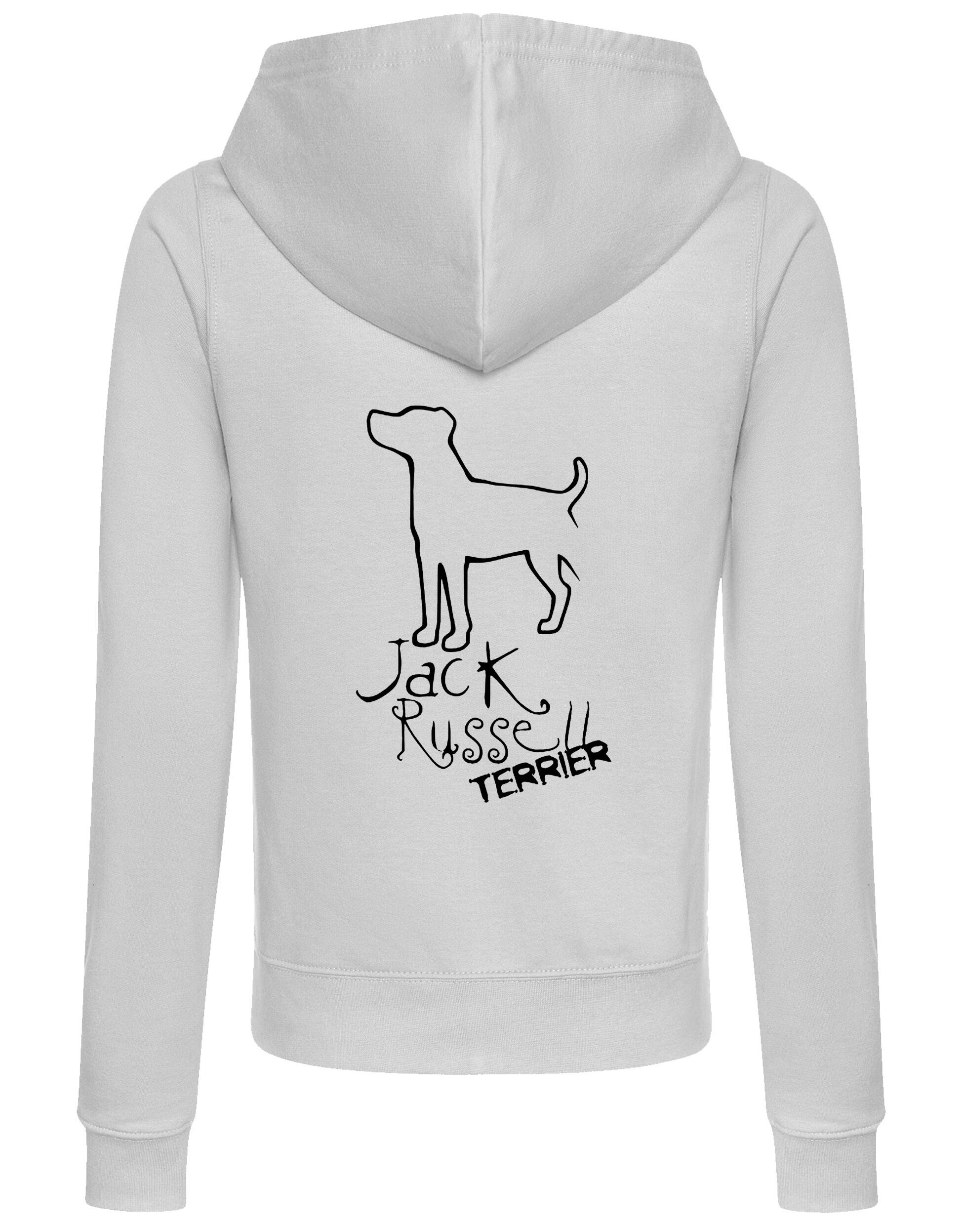 Jack Russell Terrier Women’s Zipped Hoodie with exclusive breed artwork, breathable fabric, and functional pockets for style and practicality.