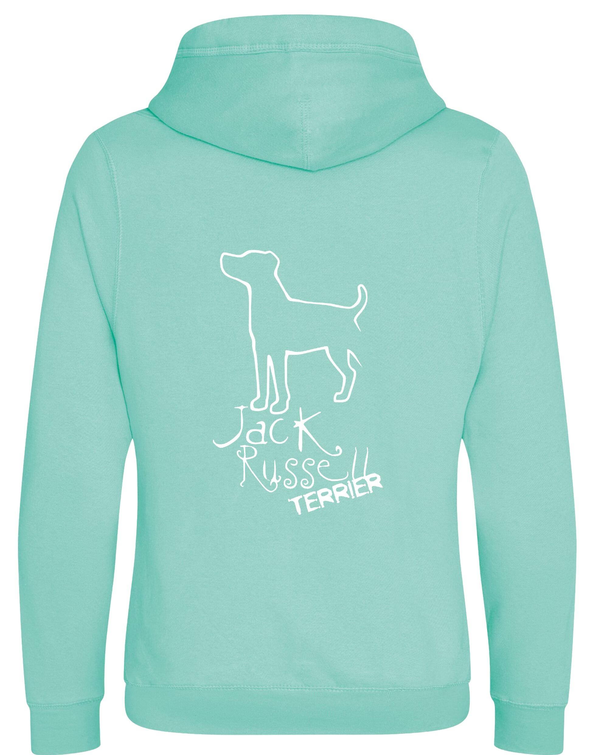 Jack Russell Terrier Crossneck Pullover Hoodie with exclusive breed artwork, cozy brushed fleece fabric, and a modern unisex design.