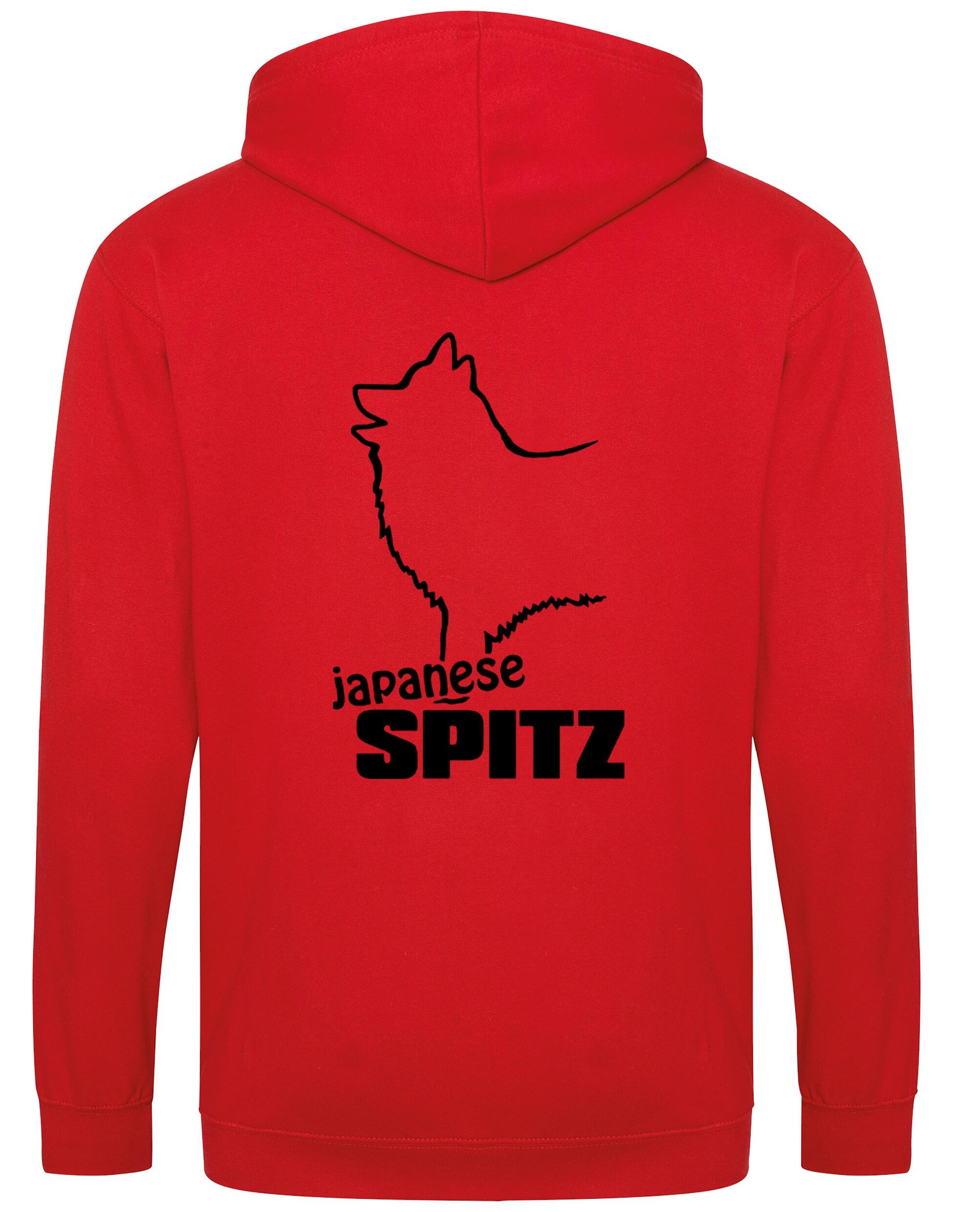 Zipped hoodie featuring exclusive Japanese Spitz artwork, a cozy hood, and practical pockets, designed for breed enthusiasts.