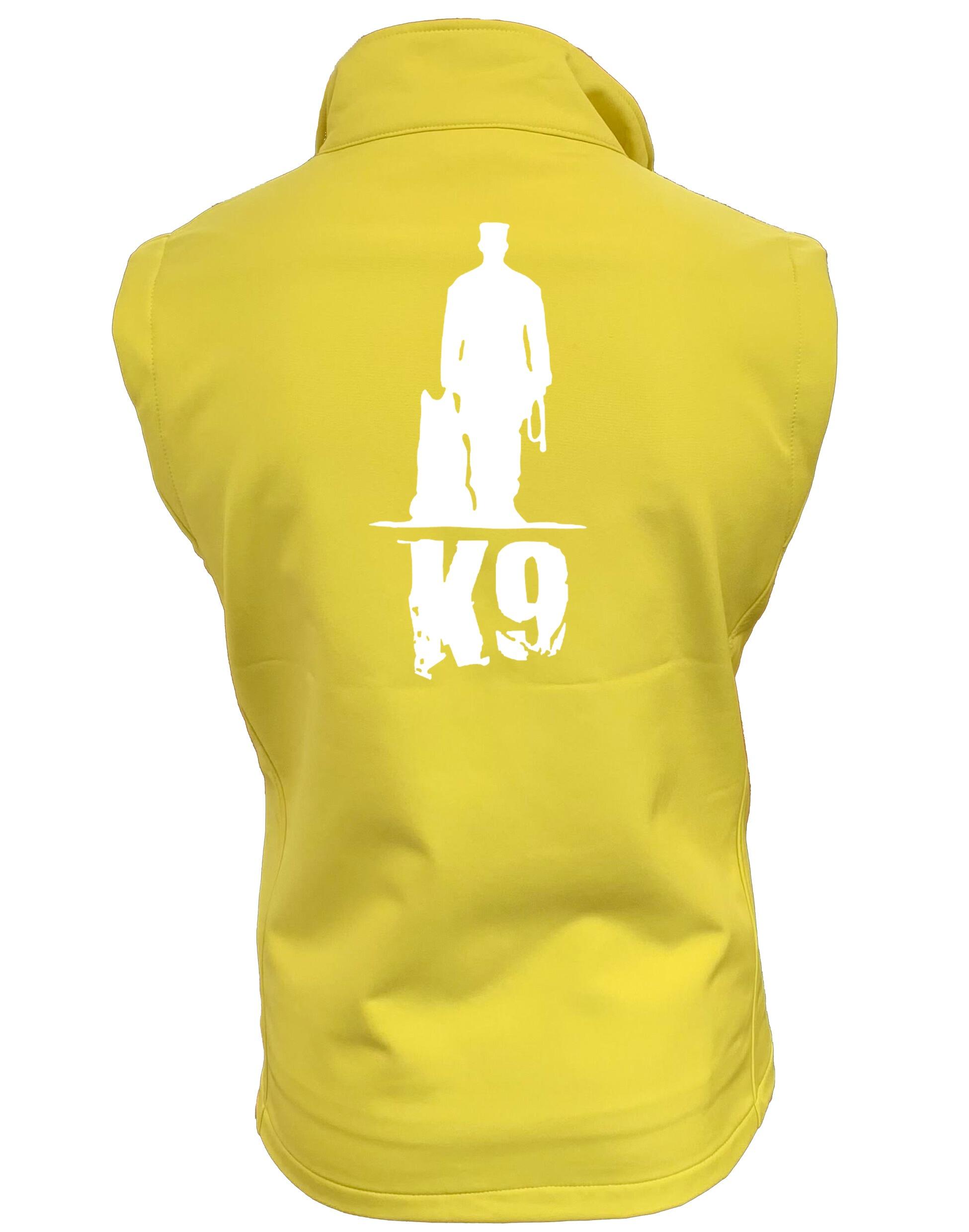 Unisex softshell gilet featuring exclusive K9 design, water-resistant and fleece-lined, perfect for outdoor adventures and everyday wear.