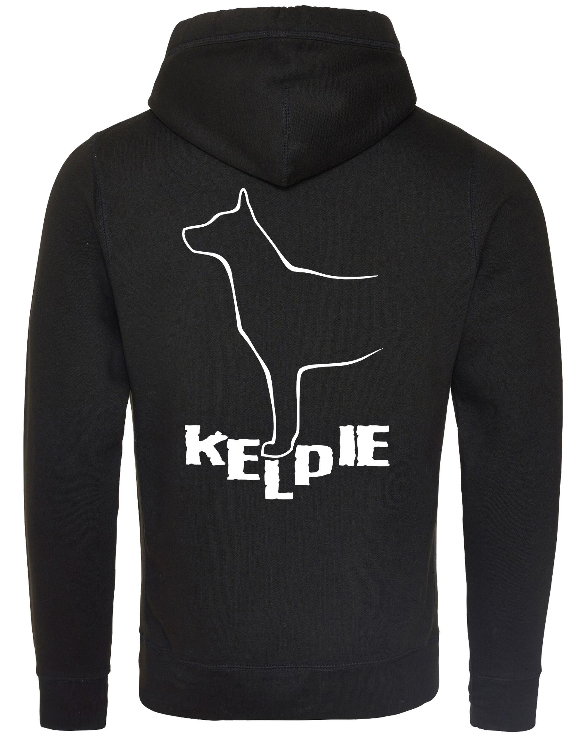 Kelpi Crossneck Pullover Hoodie with exclusive breed-inspired artwork, modern design, and cozy brushed fleece fabric for comfort and style.