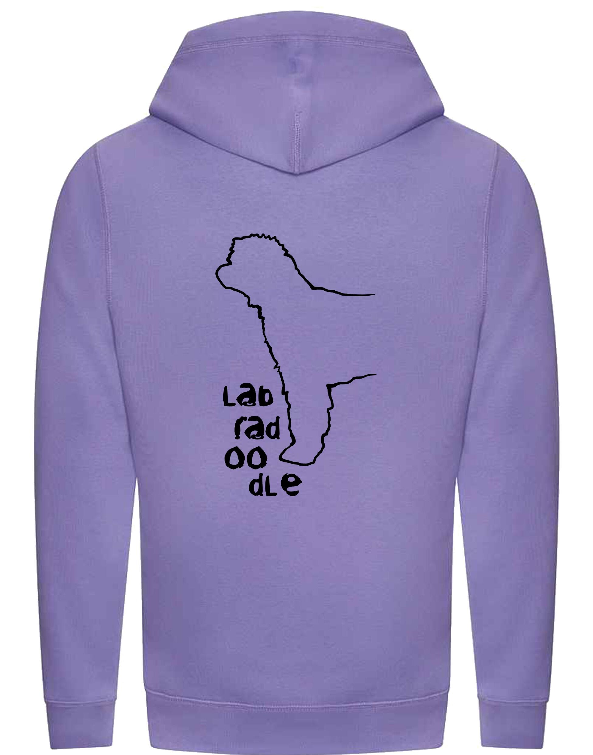 Labradoodle Crossneck Pullover Hoodie with exclusive breed artwork, cozy brushed fleece, and practical kangaroo pocket.