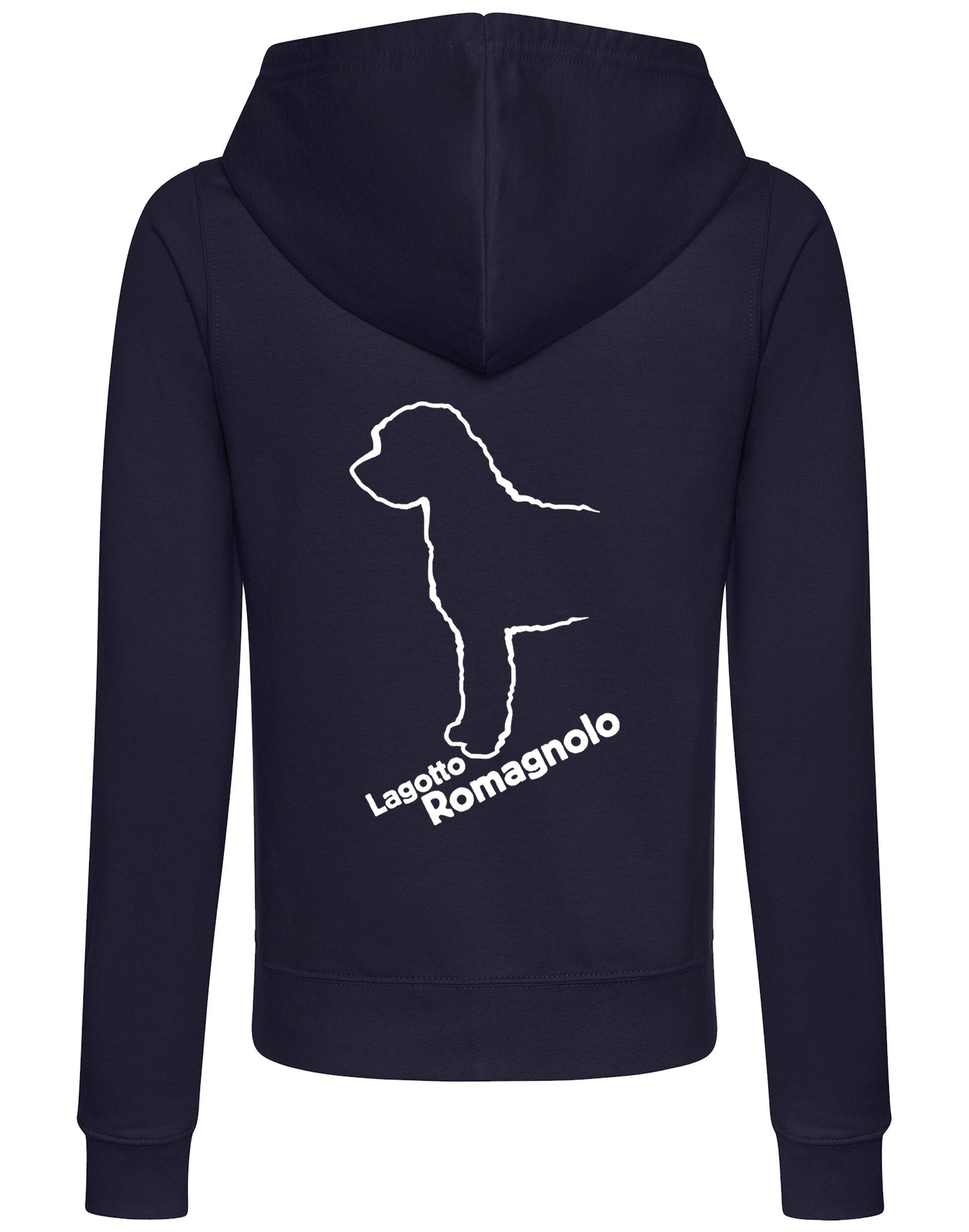 Lagotto Romagnolo Women’s Zipped Hoodie with exclusive breed artwork, a cozy hood, and practical pockets for stylish comfort.