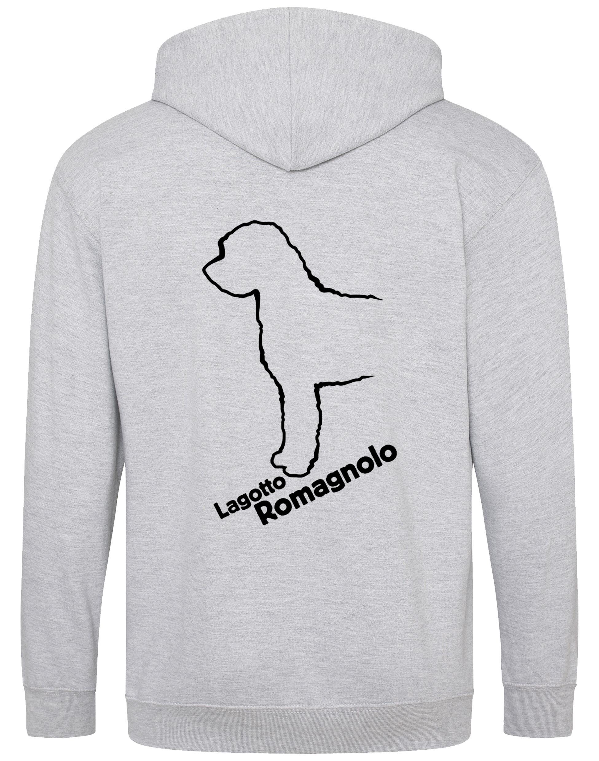 Lagotto Romagnolo Zipped Hoodie featuring exclusive breed artwork, a cosy fleece interior, and practical front pockets.