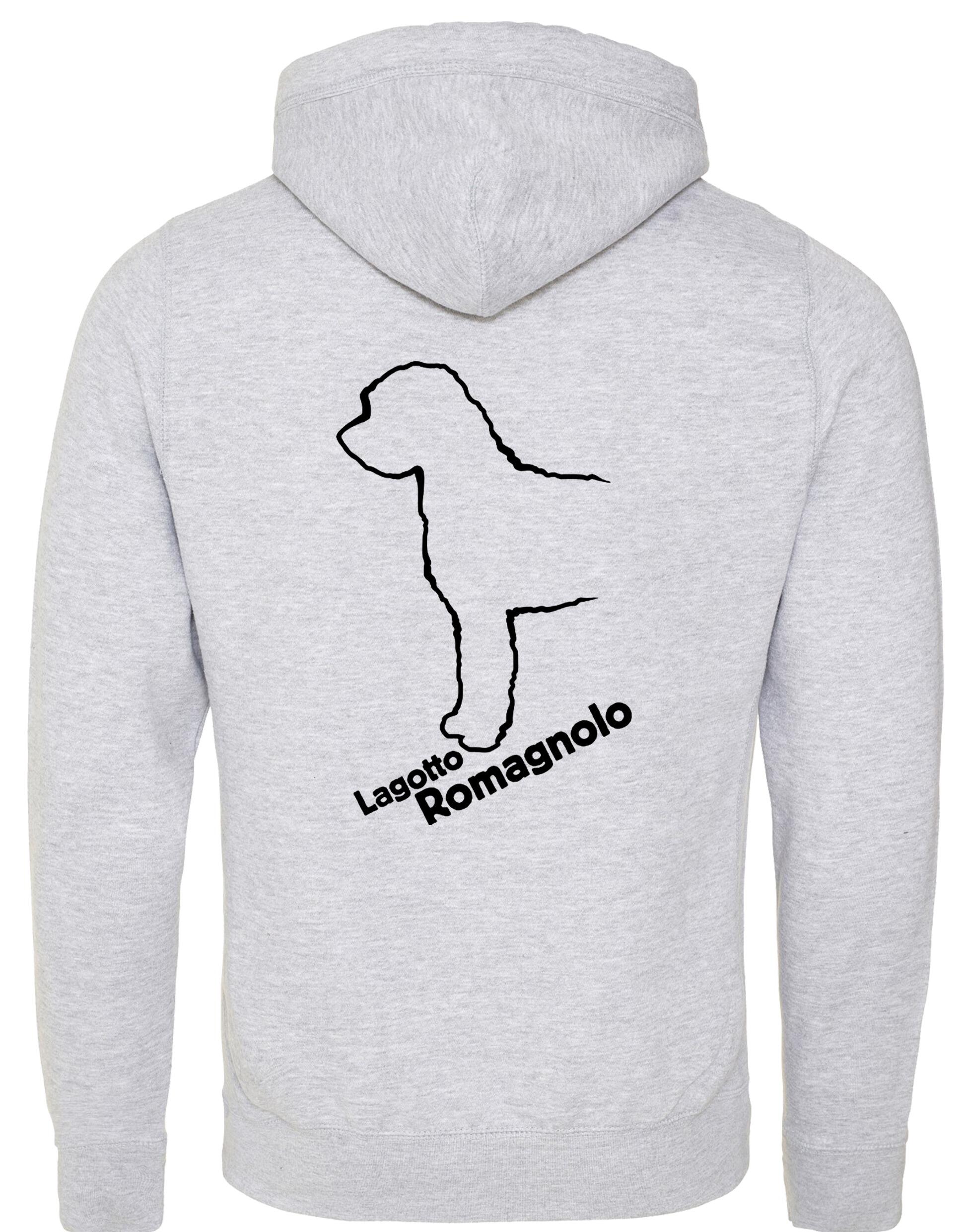 Lagotto Romagnolo Crossneck Hoodie featuring exclusive breed artwork, cosy fleece interior, and a practical kangaroo pocket.