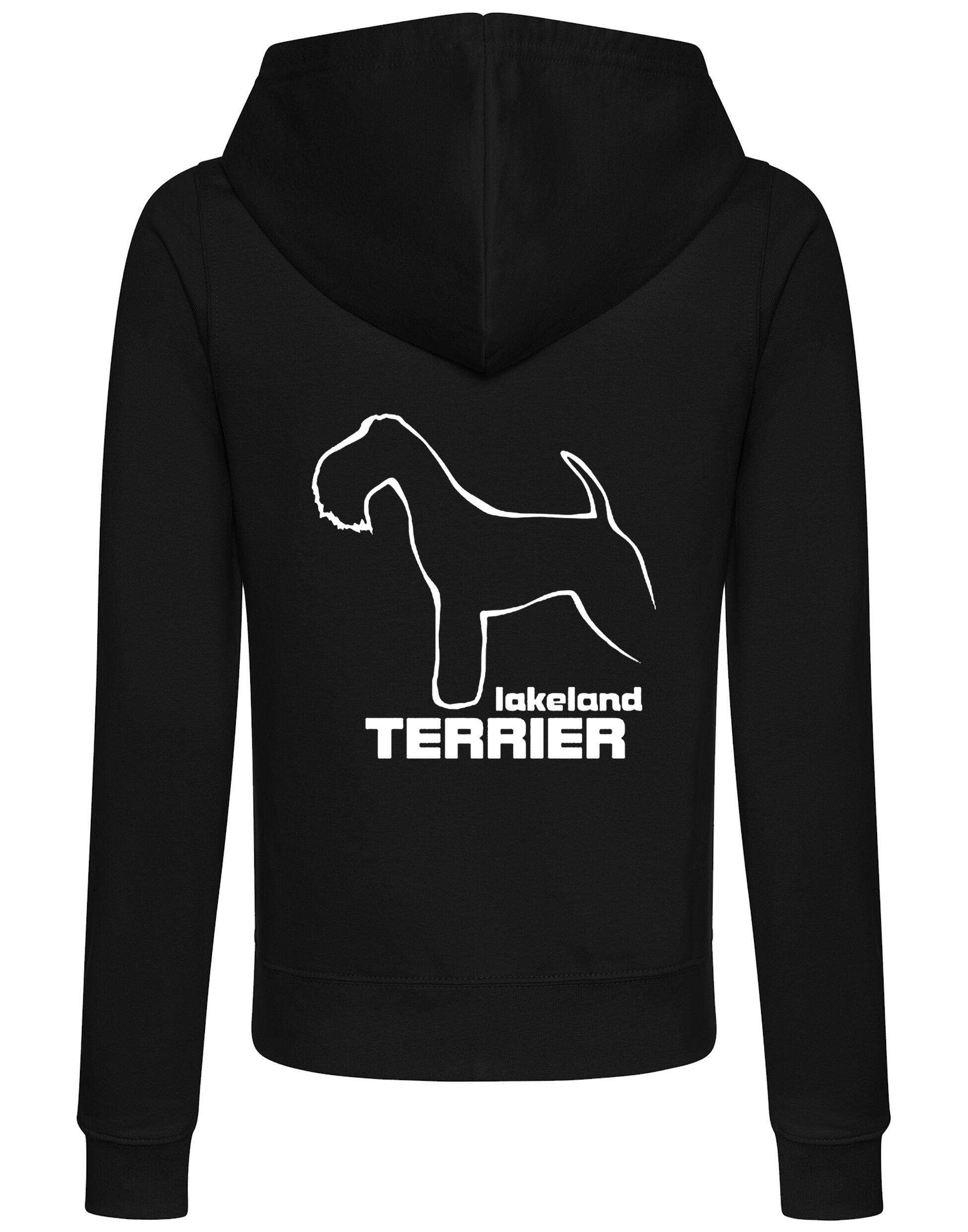 Stylish Lakeland Terrier women’s zipped hoodie with exclusive breed artwork and practical design.