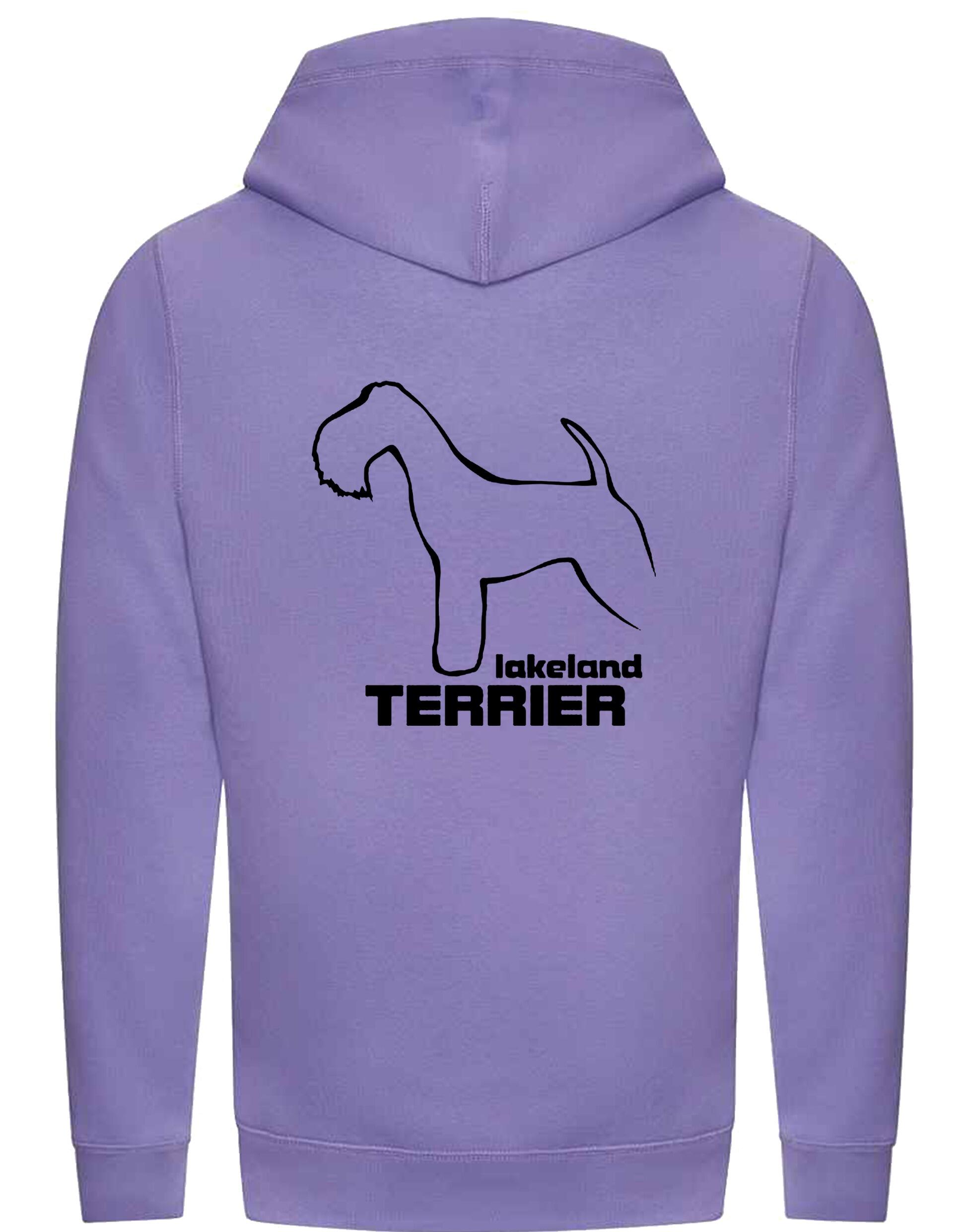 Stylish Lakeland Terrier crossneck pullover hoodie with exclusive breed artwork and cosy fleece interior.