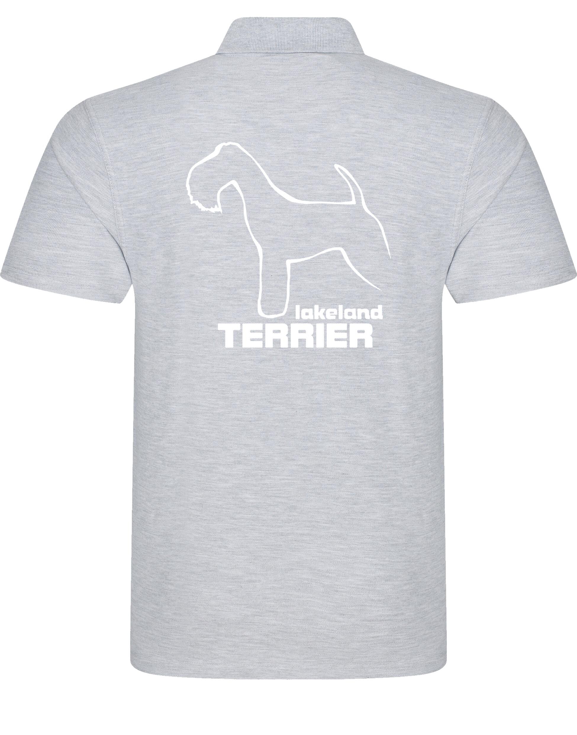 Unisex cotton polo featuring an exclusive Lakeland Terrier design with a relaxed fit.