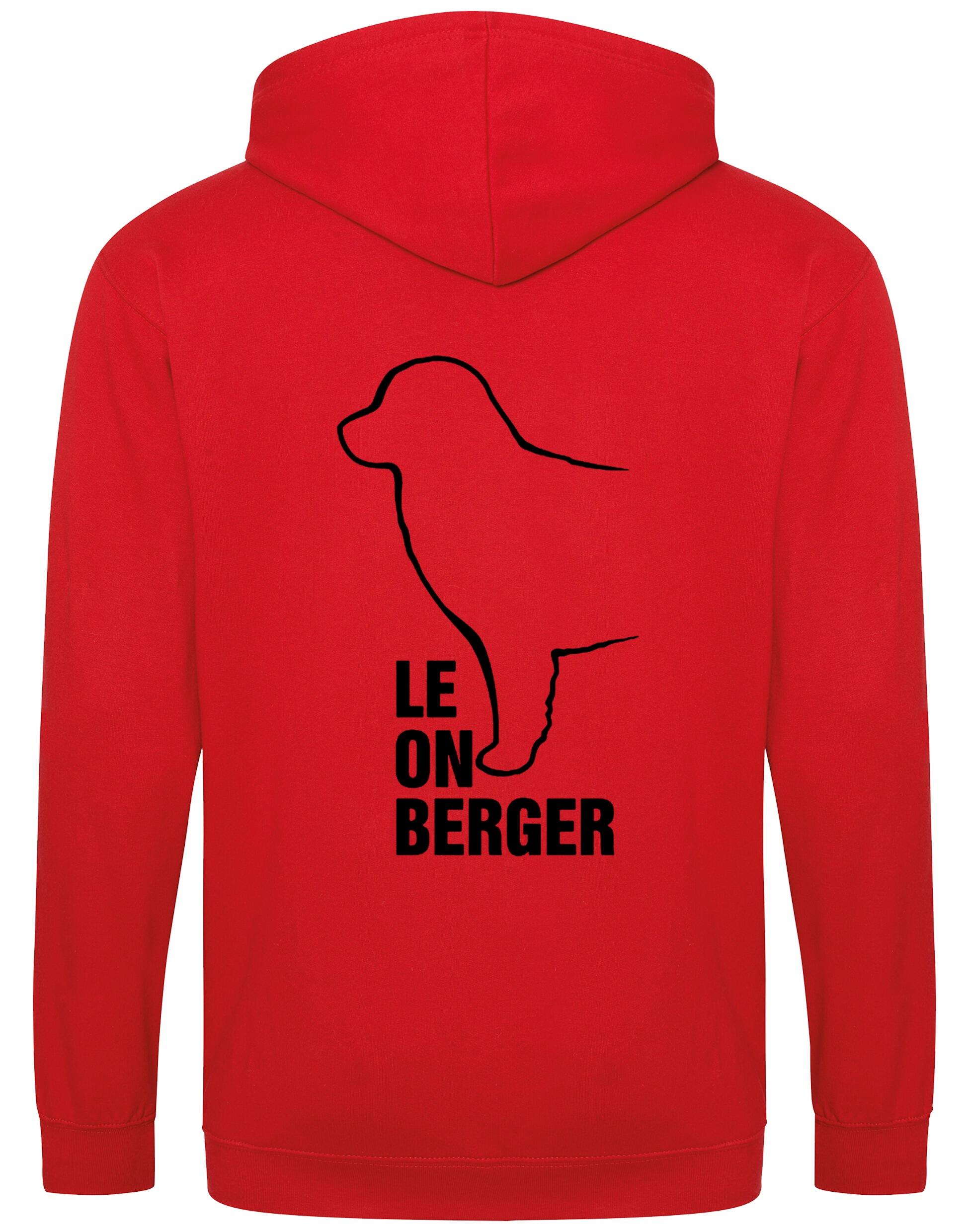 Leonberger zipped hoodie with exclusive breed artwork, personalised details, and practical full-zip design.