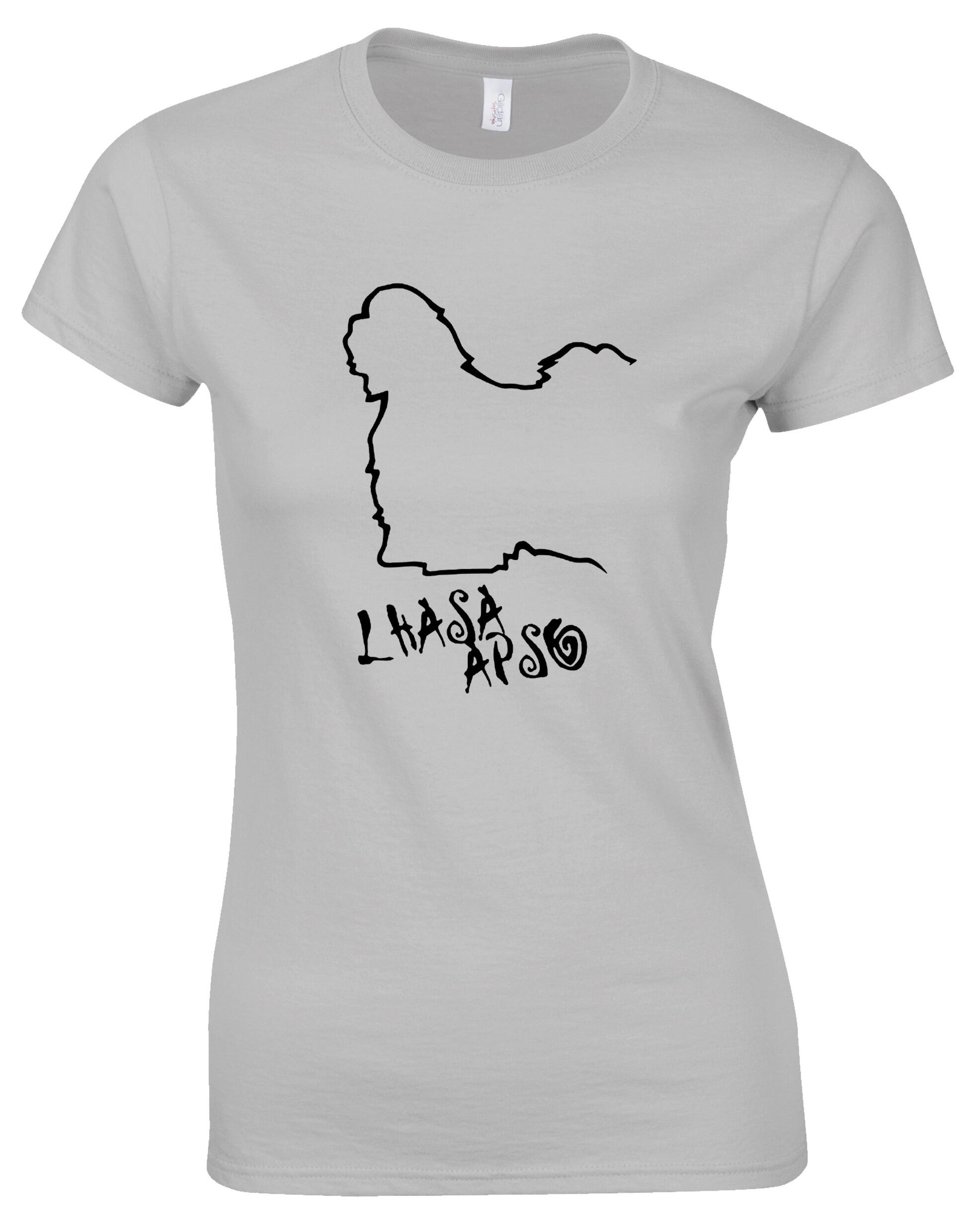 Lhasa Apso Female Roundneck T-shirt with stylish breed design and soft breathable cotton fabric.