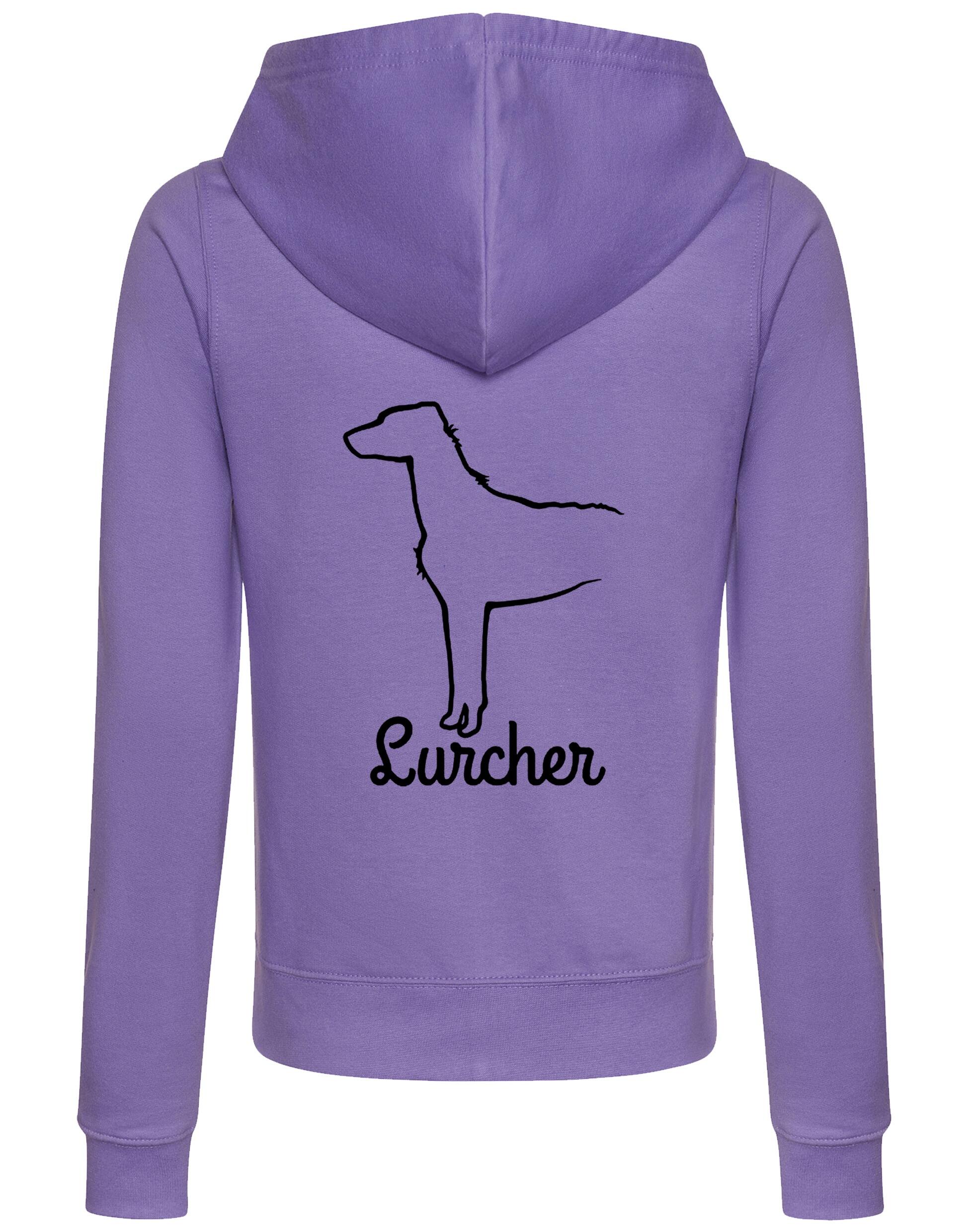 Lurcher Women’s Zipped Hoodie with exclusive breed artwork and practical design.