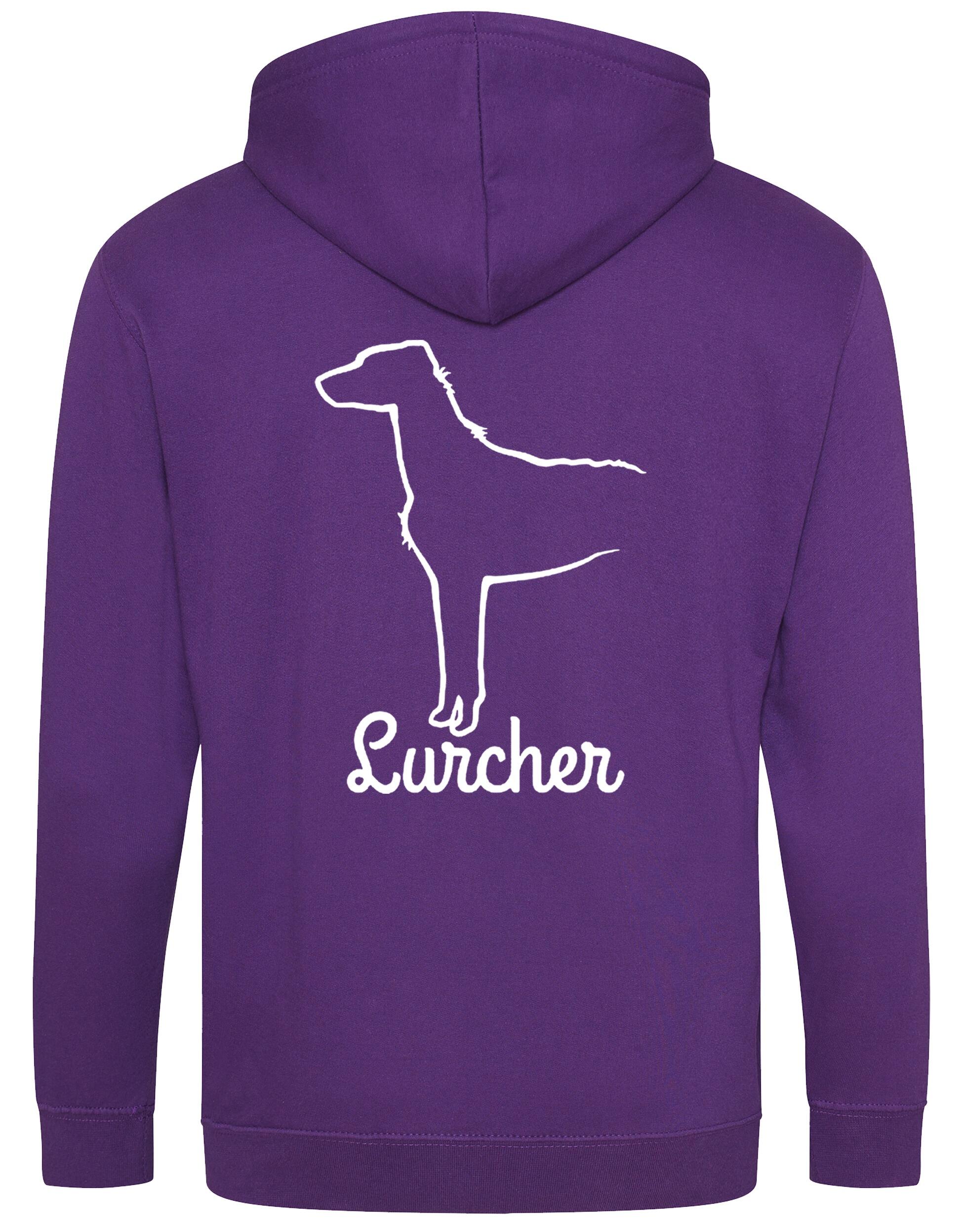 Lurcher Zipped Hoodie featuring exclusive breed artwork and customisable options.