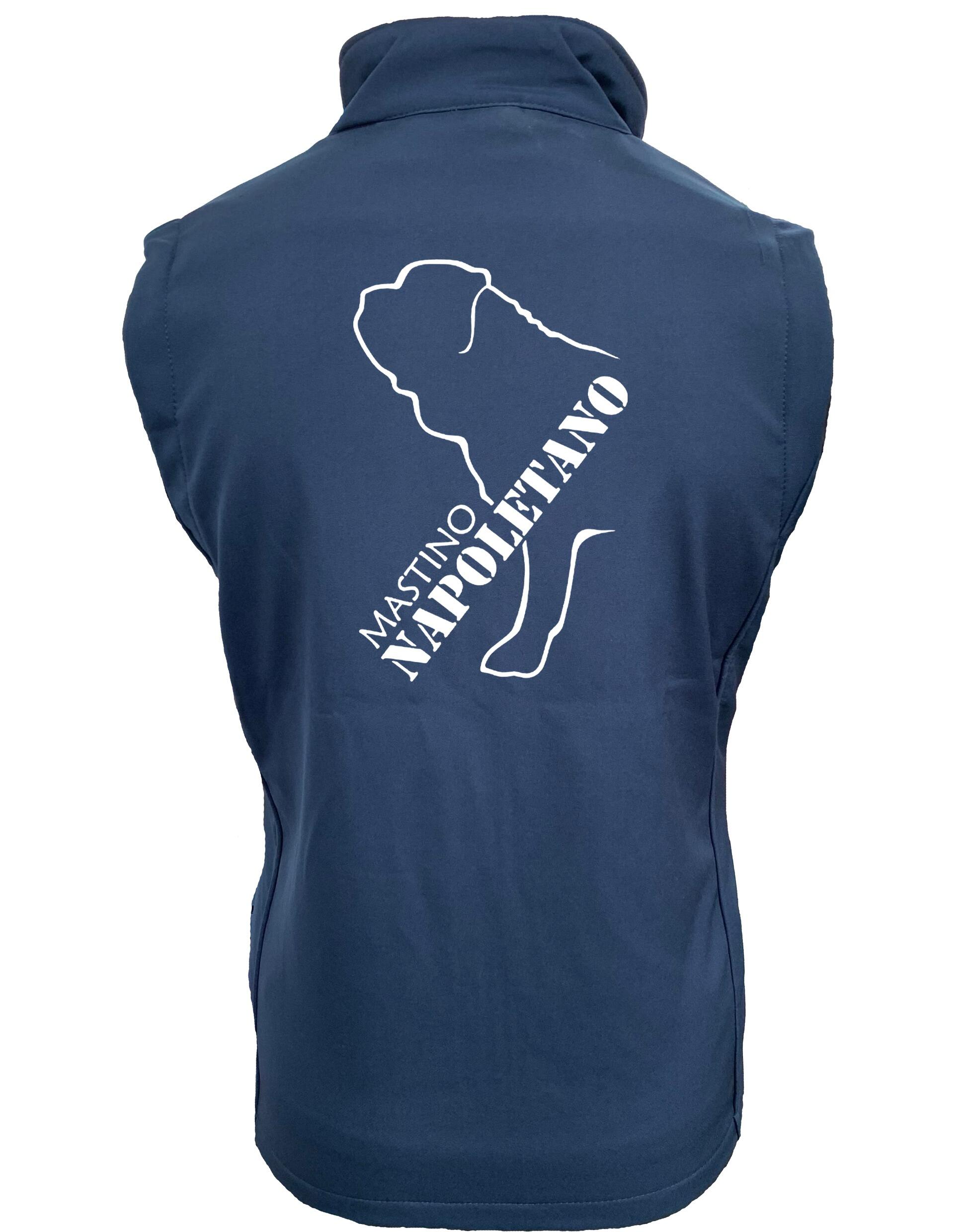 Mastino Napoletano Women’s Softshell Gilet featuring exclusive breed artwork, personalisation options, and lightweight, water-resistant fabric for stylish comfort.