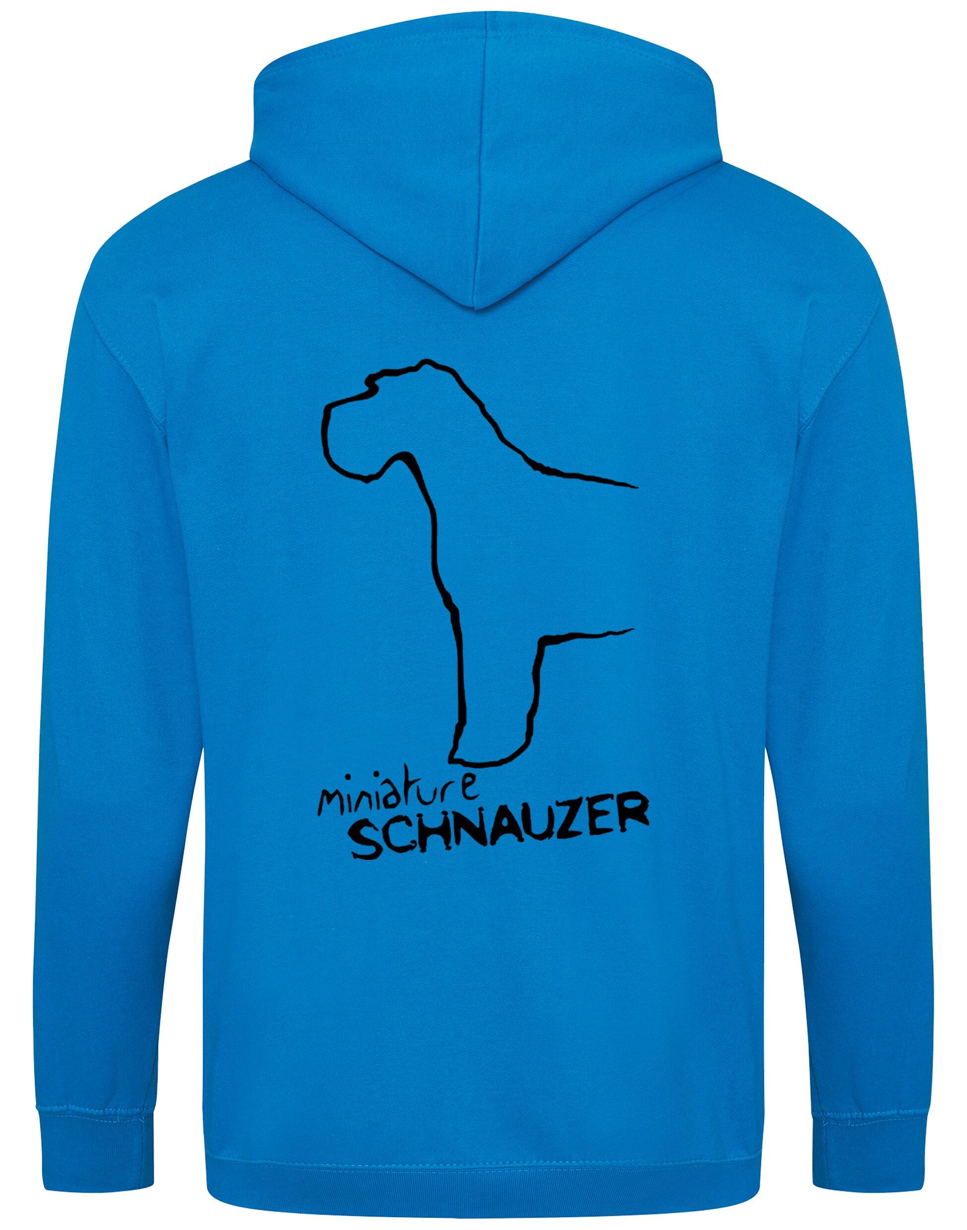 Miniature Schnauzer Zipped Hoodie with exclusive breed artwork, full-zip design, and cosy fleece lining for dog lovers.