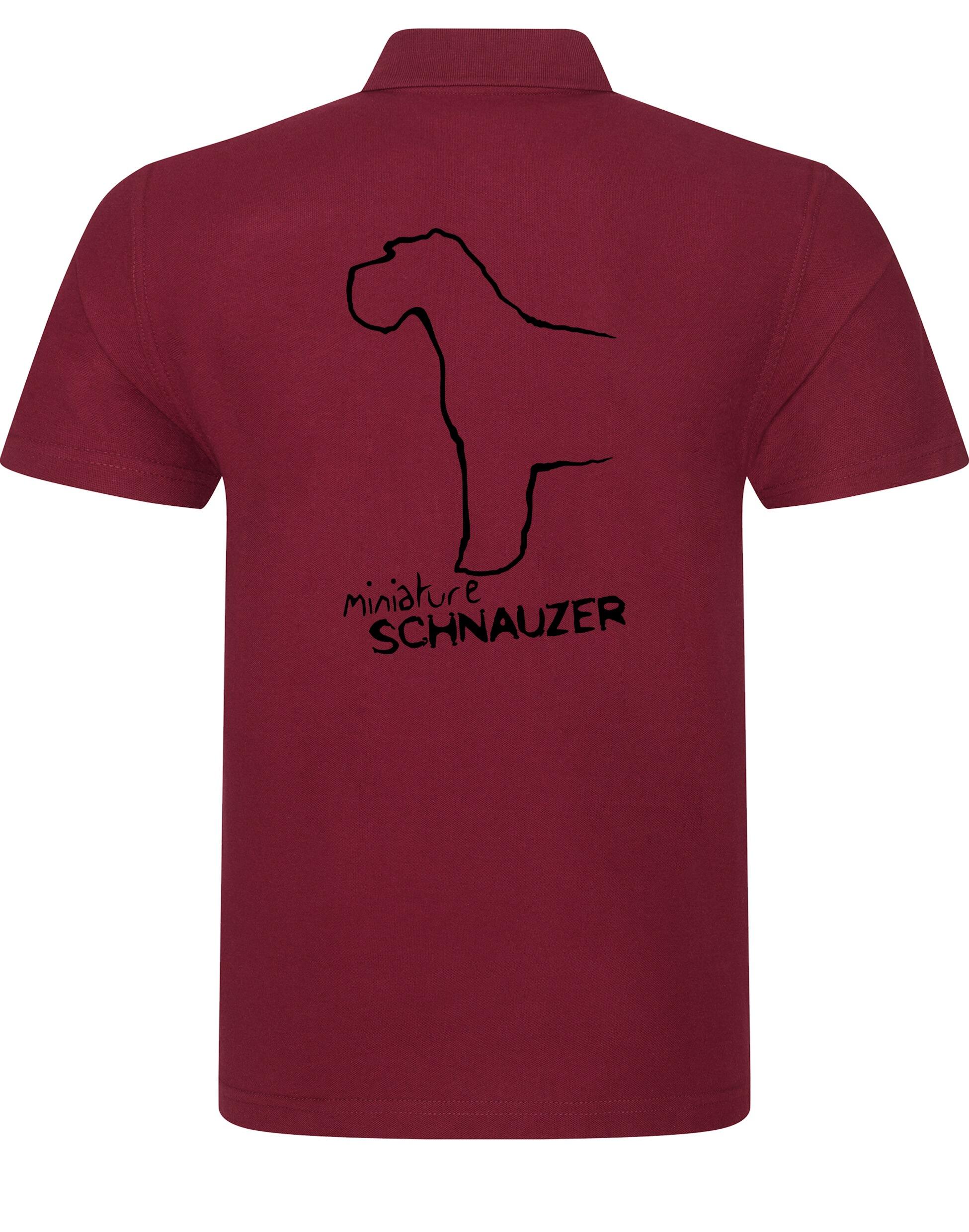Miniature Schnauzer Unisex Cotton Polo featuring exclusive breed artwork, breathable cotton fabric, and a relaxed fit for comfort and style.