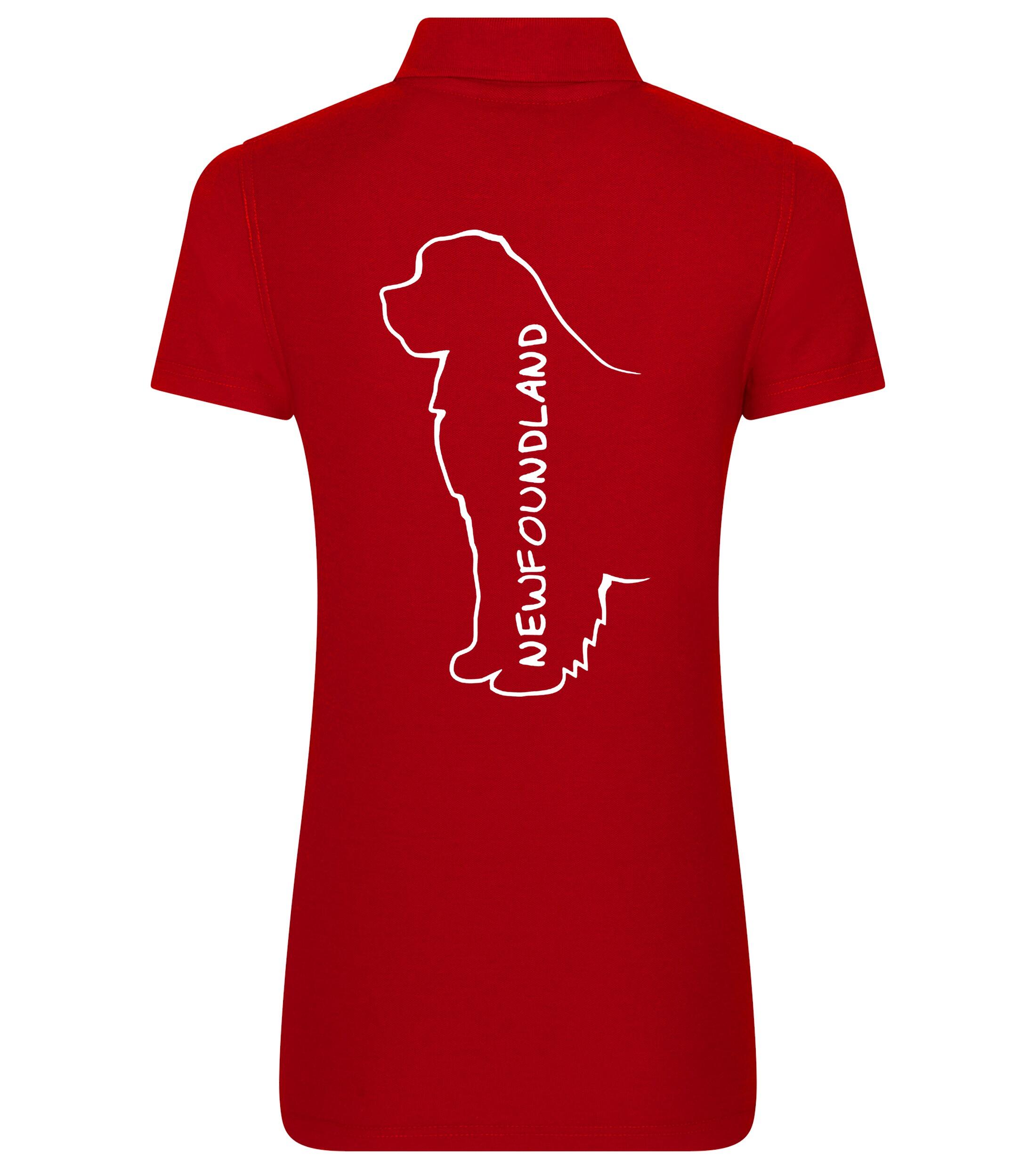 Women's Cotton Polo featuring exclusive Newfoundland dog breed design on the back, crafted from breathable, soft premium cotton with a flattering feminine fit, perfect for casual outings, dog events, and everyday comfort.