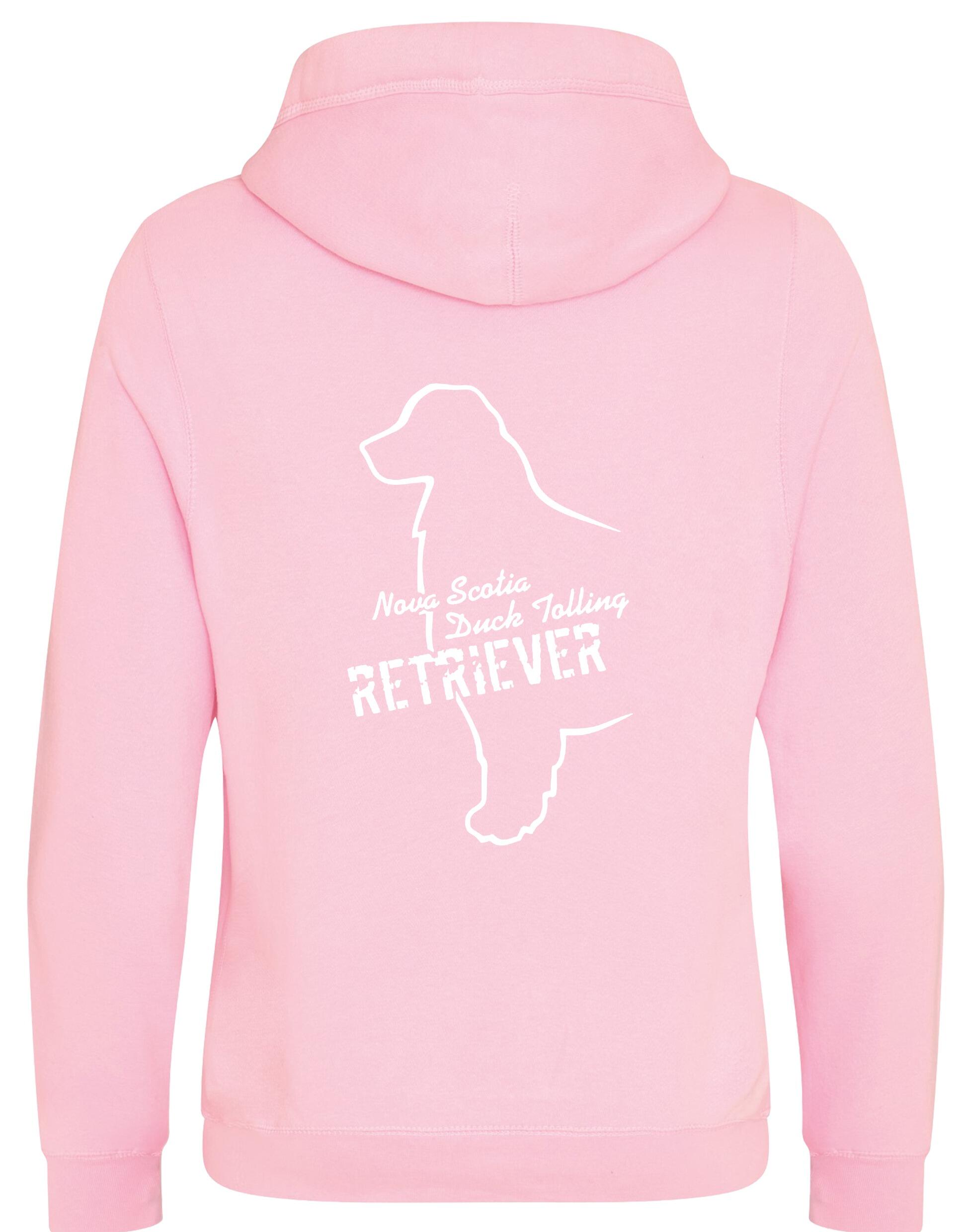 Nova Scotia Duck Tolling Retriever crossneck pullover hoodie featuring a detailed breed design on the back. Soft and breathable heavy-blend fabric with a cozy fleece lining, spacious kangaroo pocket, and ribbed cuffs for a stylish and functional fit. Perfect for dog lovers, outdoor adventures, and everyday wear.