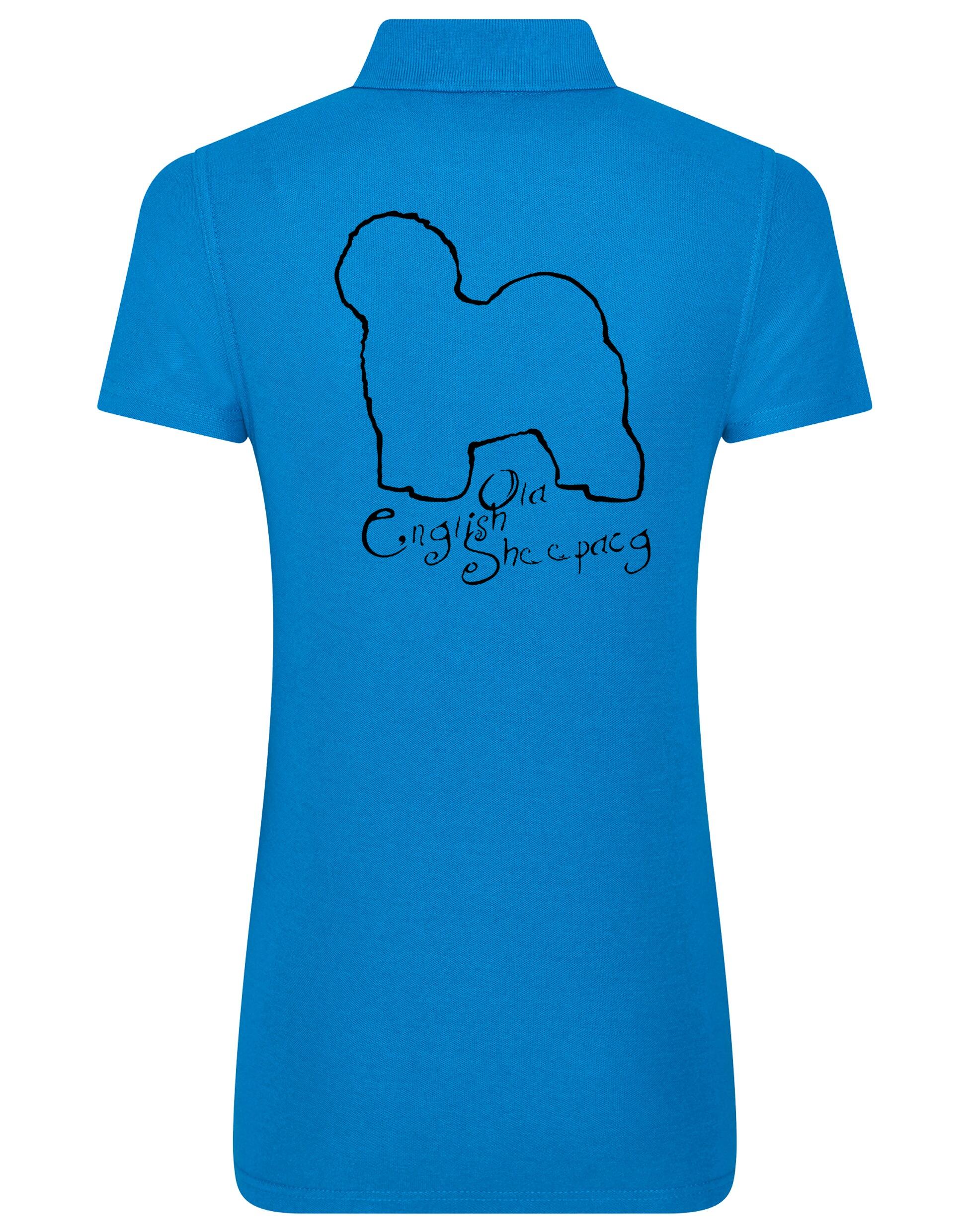 Old English Sheepdog Women's Cotton Polo – lightweight, breathable cotton, feminine fit, and exclusive breed artwork. A chic and comfortable choice for dog lovers.